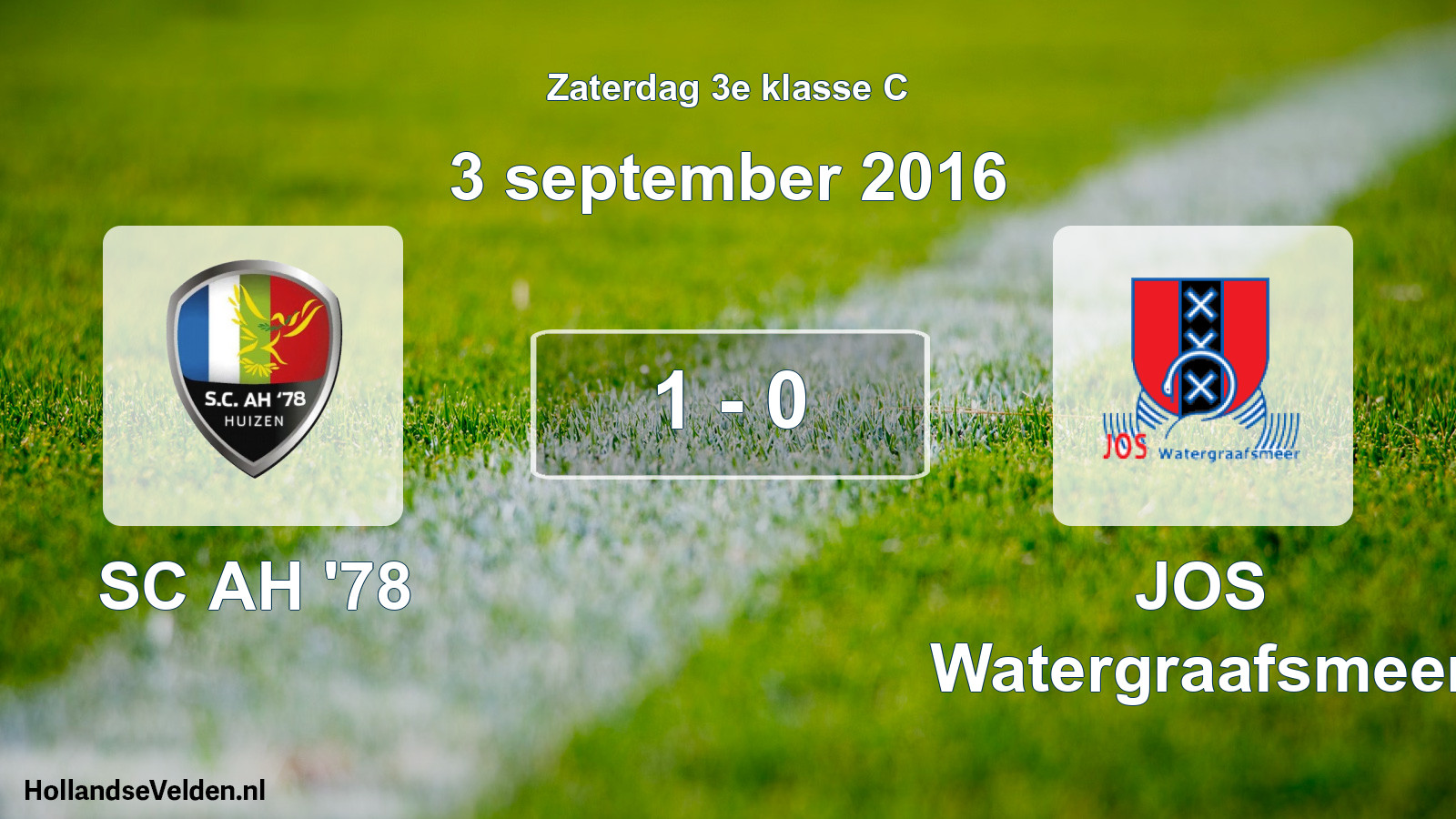 Total number of matches played: SC AH '78 - JOS Watergraafsmeer 1 - 0 (3 September 2016)