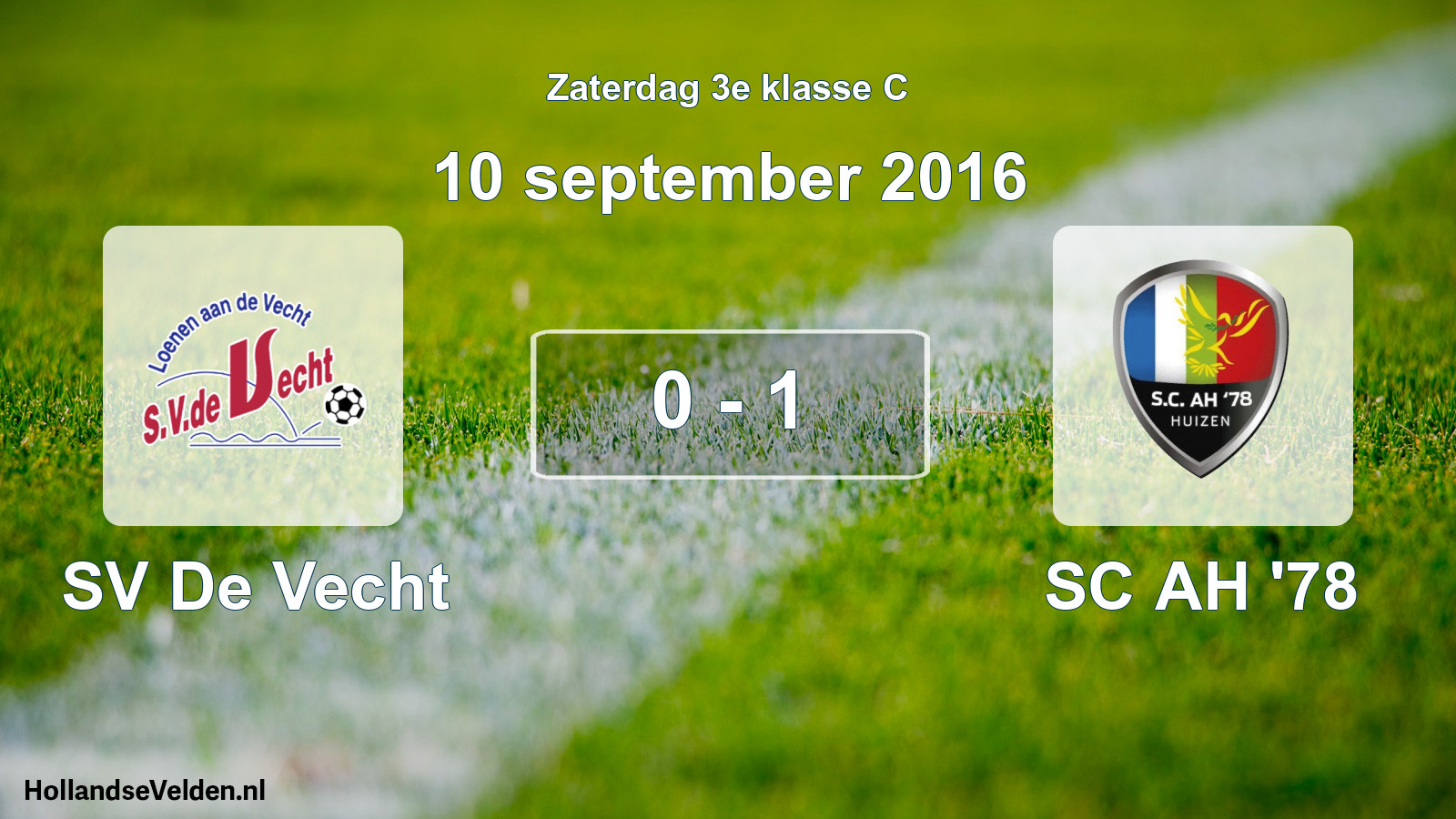 Total number of matches played: SV De Vecht - SC AH '78 0 - 1 (10 September 2016)