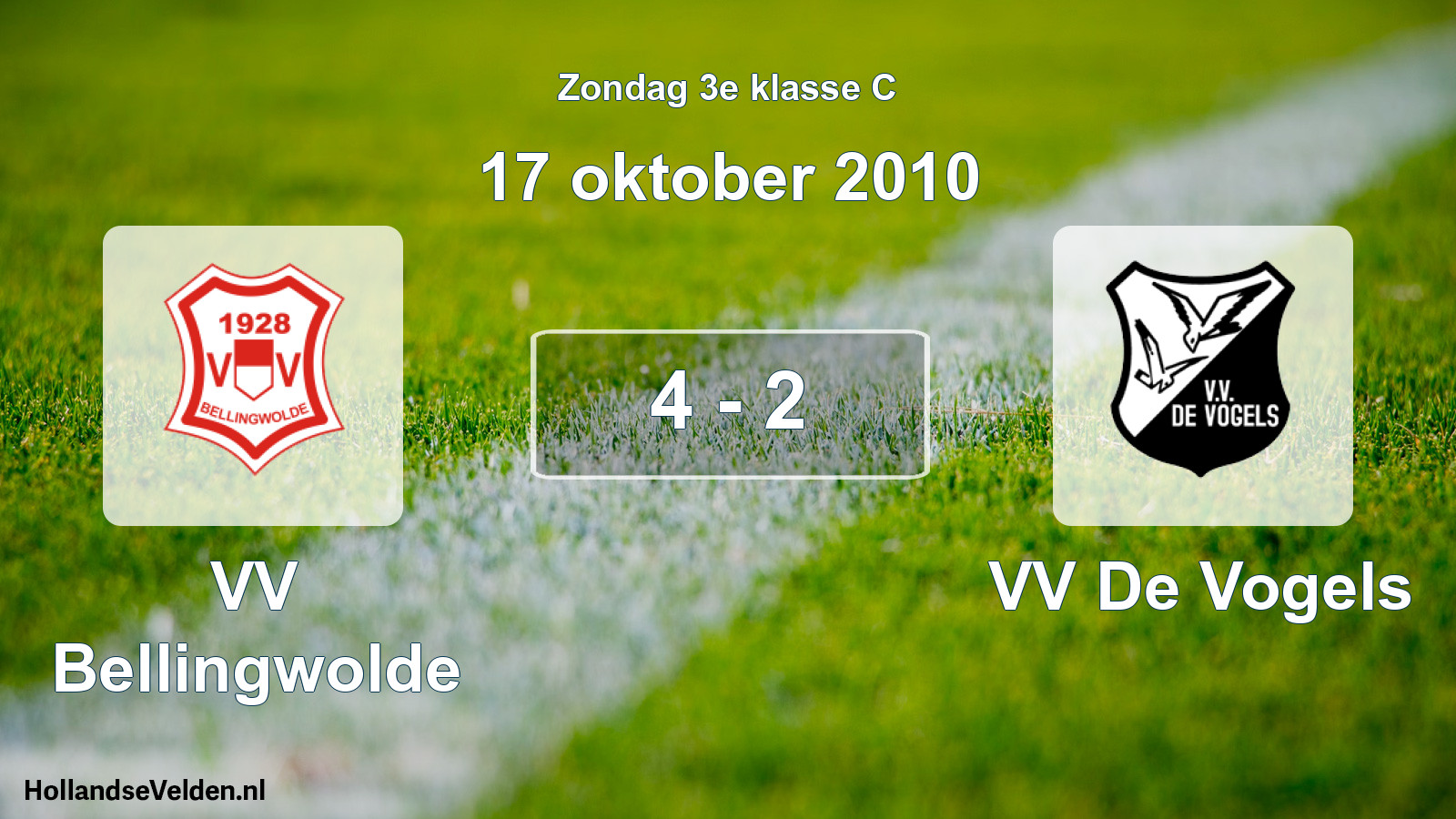 Total number of matches played: VV Bellingwolde - VV De Vogels 4 - 2 (17 October 2010)