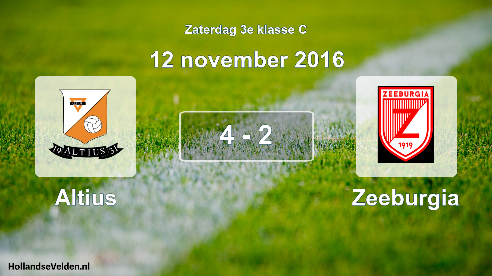 Total number of matches played: Altius - Zeeburgia 4 - 2 (12 November 2016)