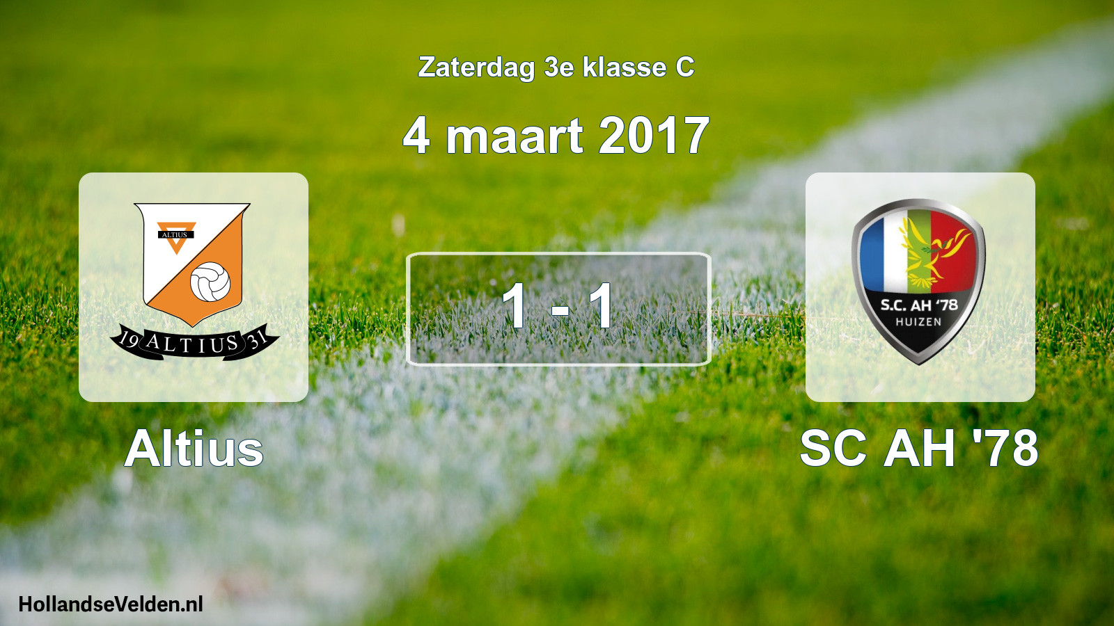 Total number of matches played: Altius - SC AH '78 1 - 1 (4 March 2017)
