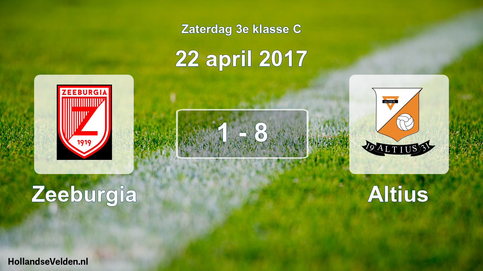 Total number of matches played: Zeeburgia - Altius 1 - 8 (22 April 2017)