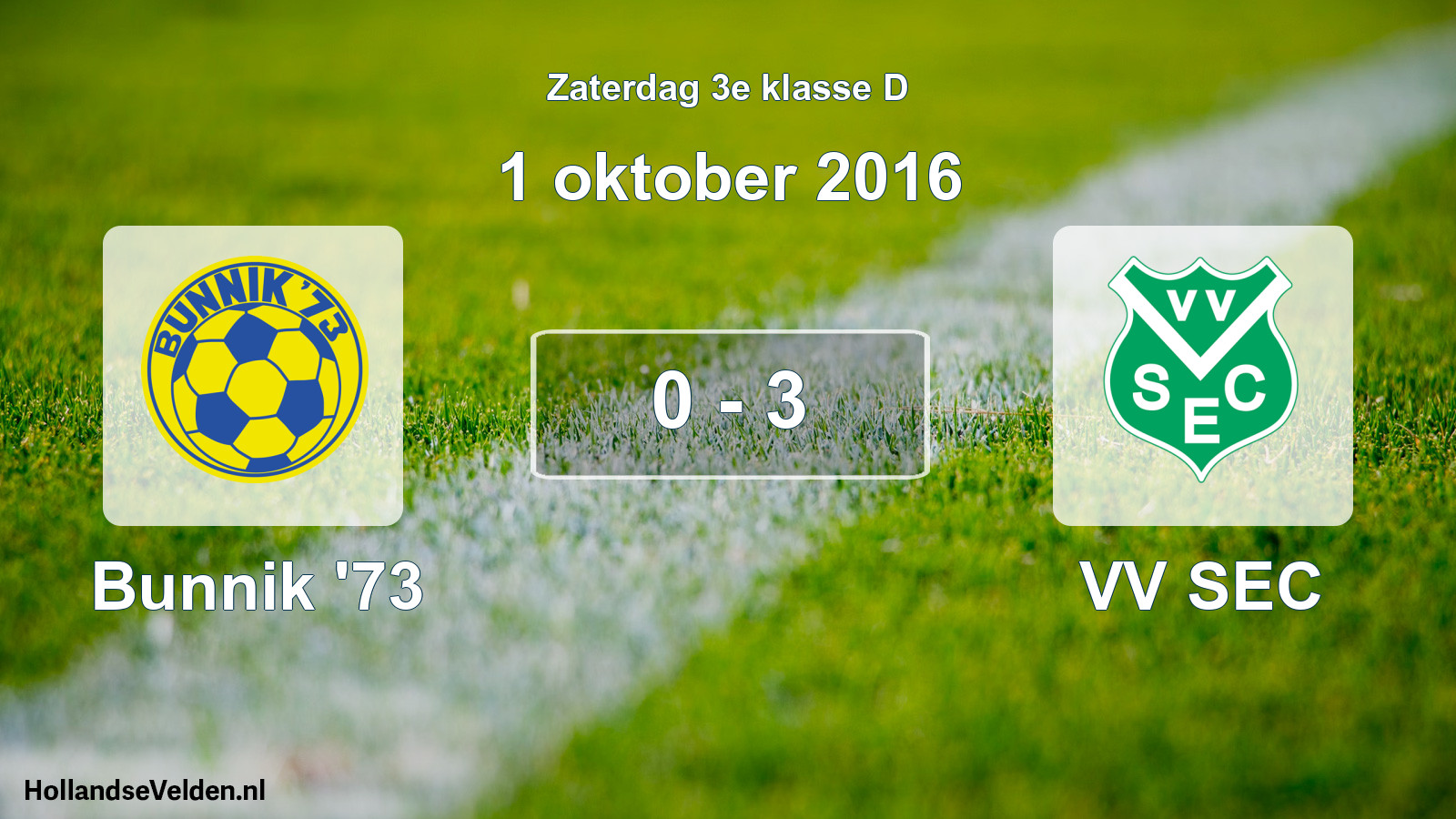Total number of matches played: Bunnik '73 - VV SEC 0 - 3 (1 October 2016)