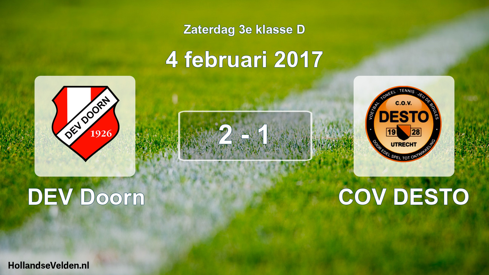 Total number of matches played: DEV Doorn - COV DESTO 2 - 1 (4 February 2017)