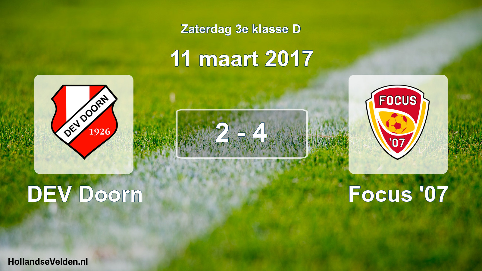 Total number of matches played: DEV Doorn - Focus '07 2 - 4 (11 March 2017)