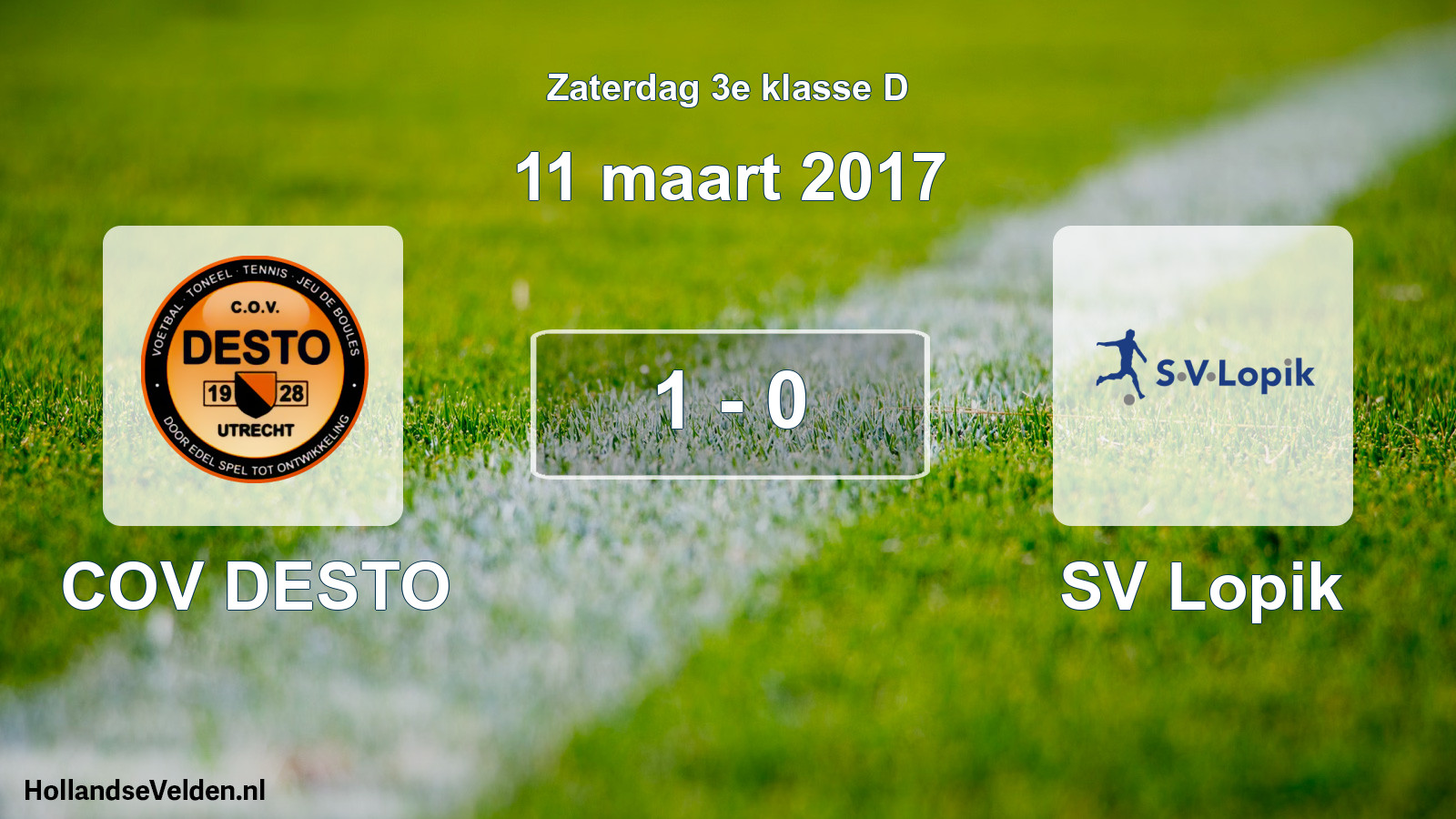 Total number of matches played: COV DESTO - SV Lopik 1 - 0 (11 March 2017)