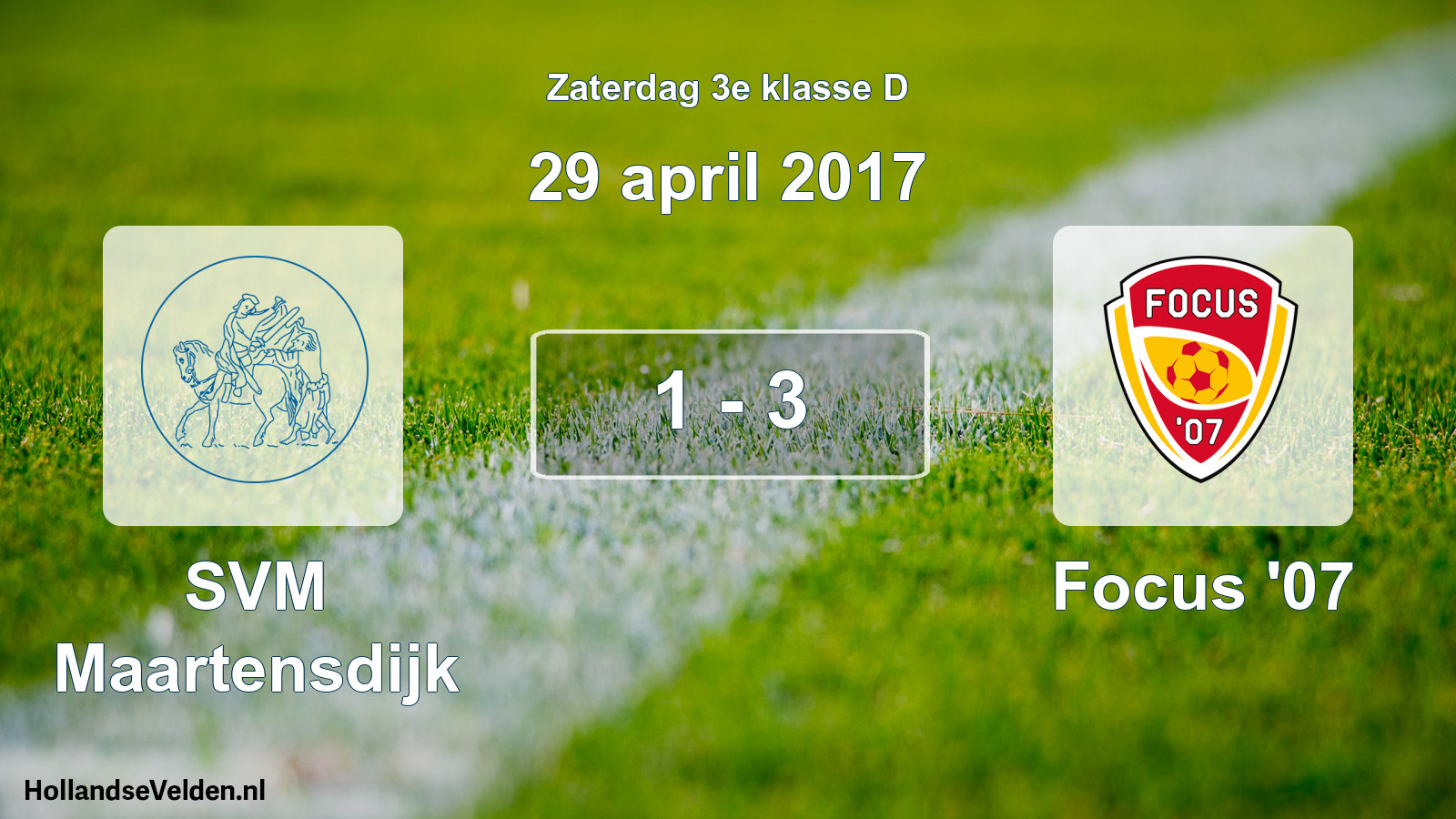 Total number of matches played: SVM Maartensdijk - Focus '07 1 - 3 (29 April 2017)