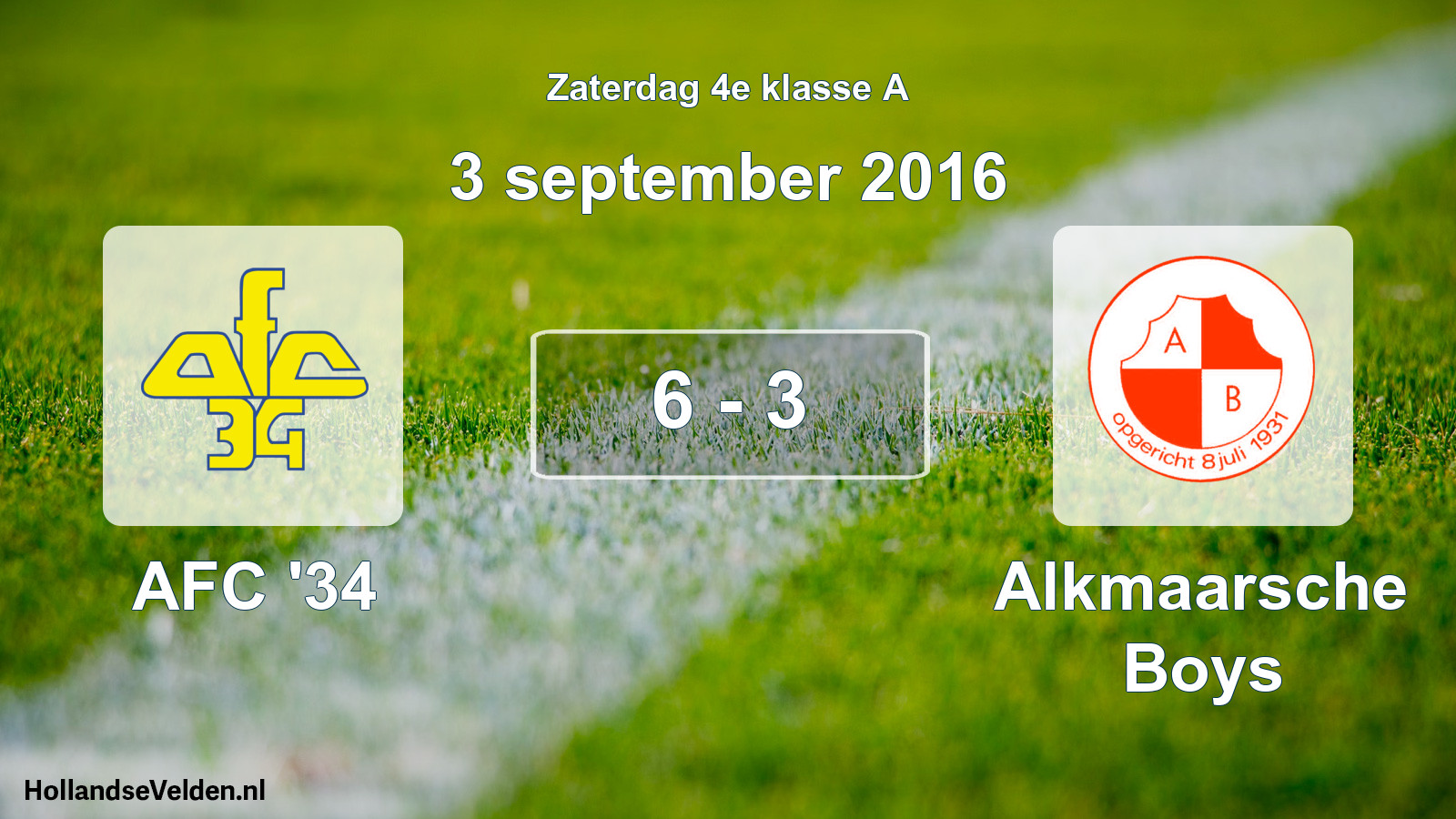 Total number of matches played: AFC '34 - Alkmaarsche Boys 6 - 3 (3 September 2016)