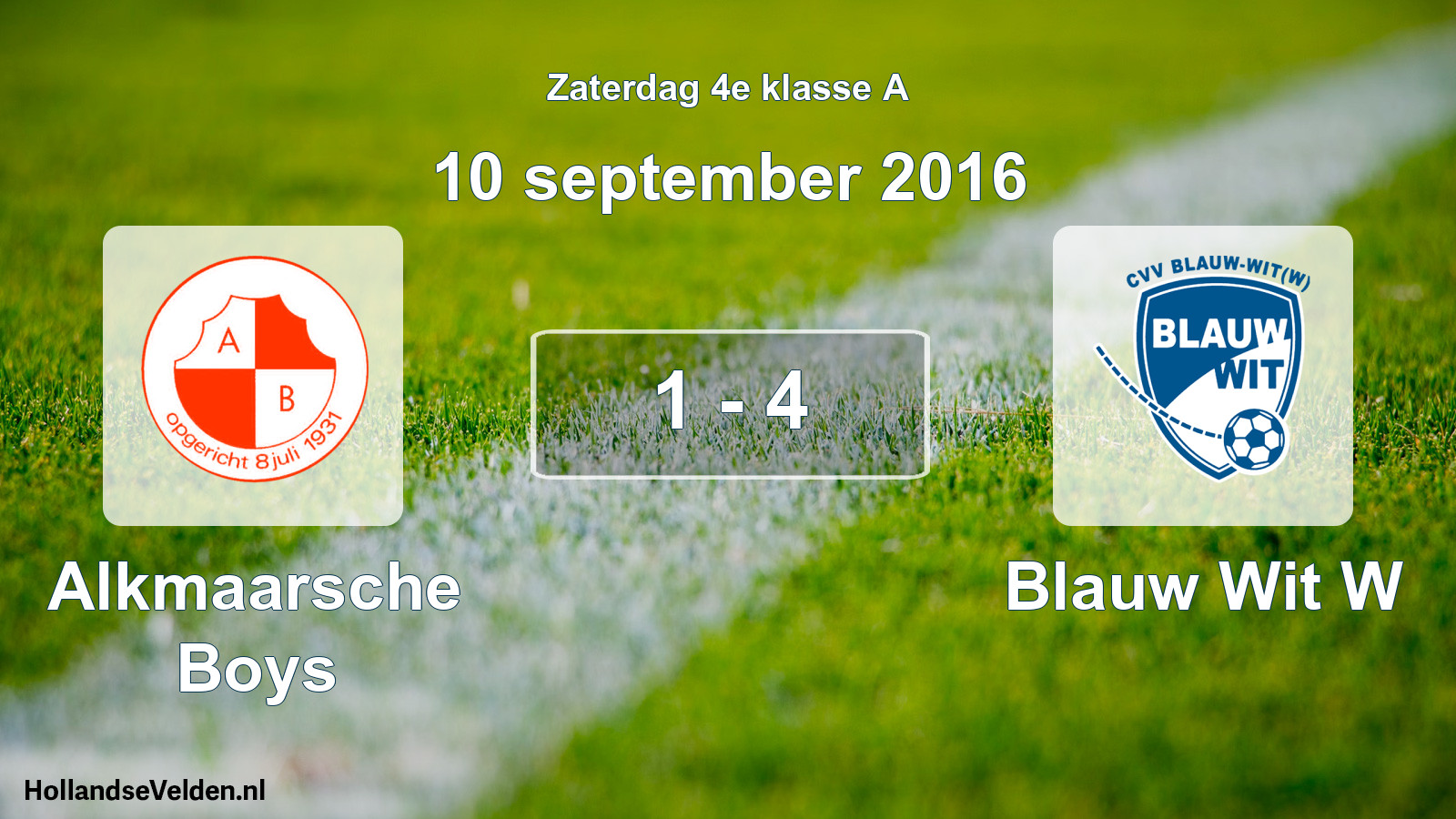 Total number of matches played: Alkmaarsche Boys - Blauw Wit W 1 - 4 (10 September 2016)