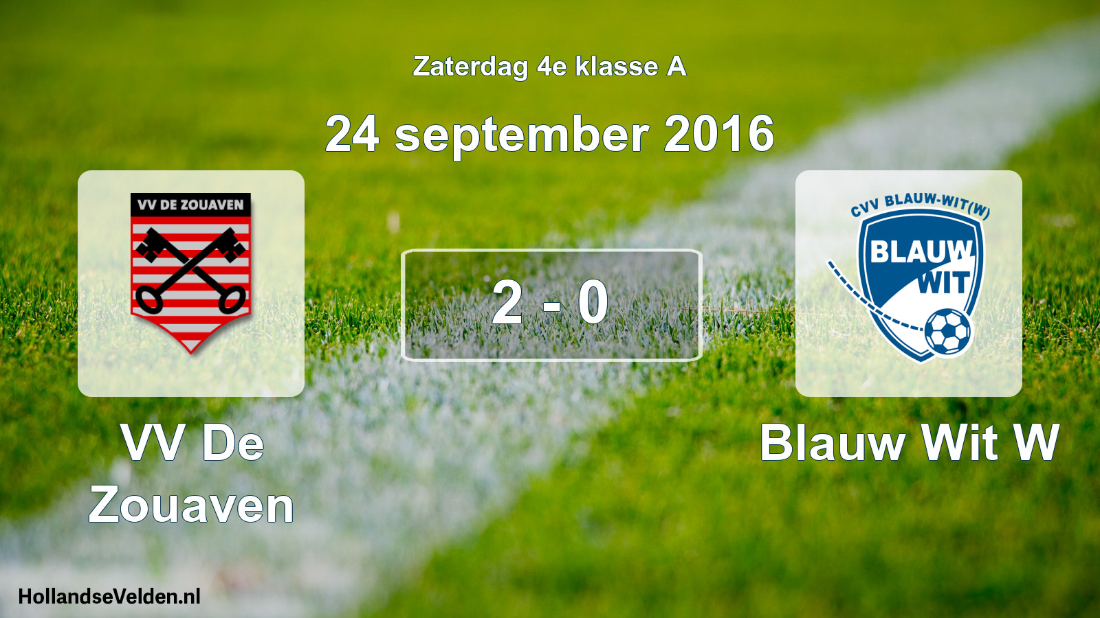 Total number of matches played: VV De Zouaven - Blauw Wit W 2 - 0 (24 September 2016)