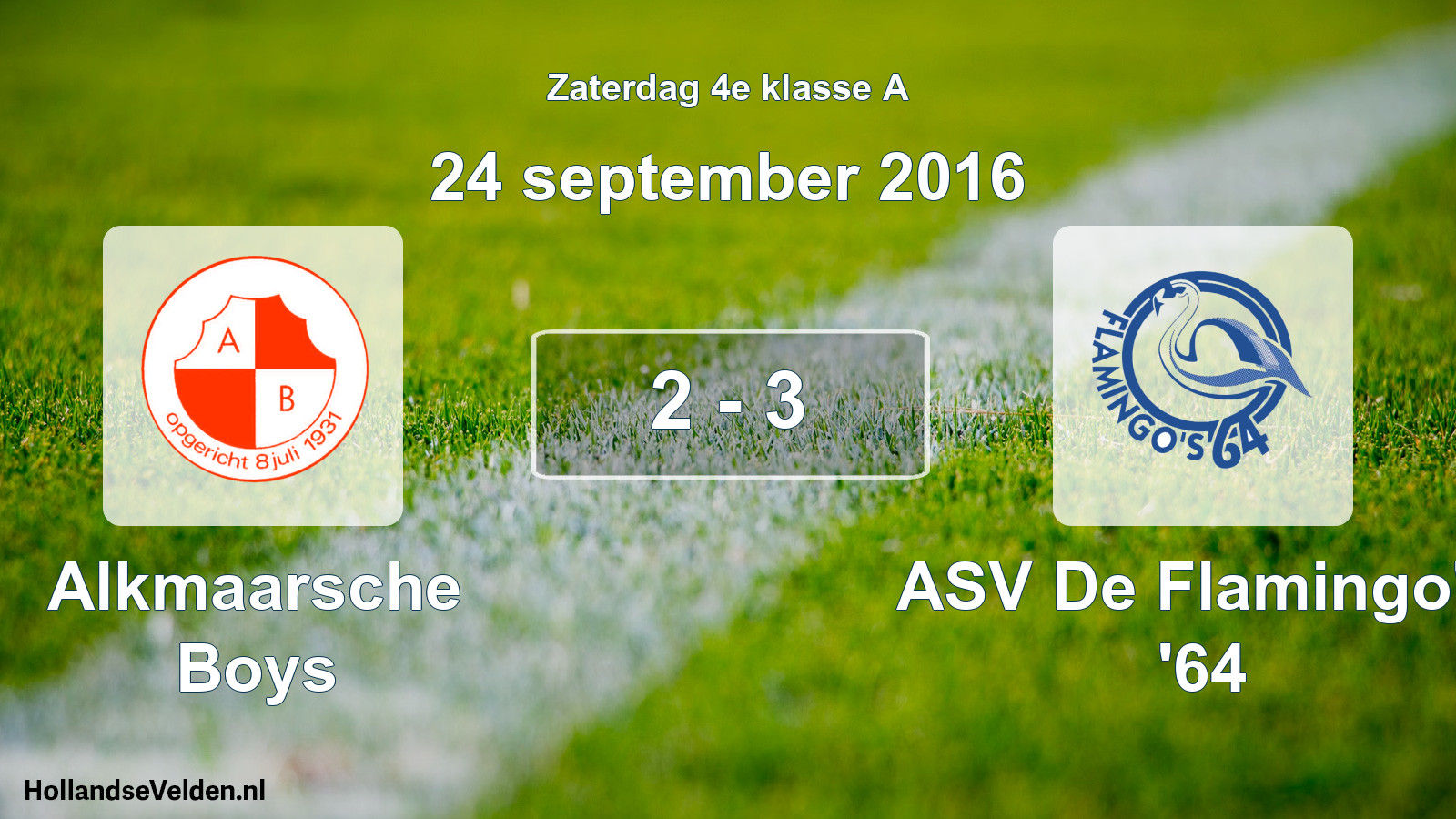 Total number of matches played: Alkmaarsche Boys - ASV De Flamingo's '64 2 - 3 (24 September 2016)