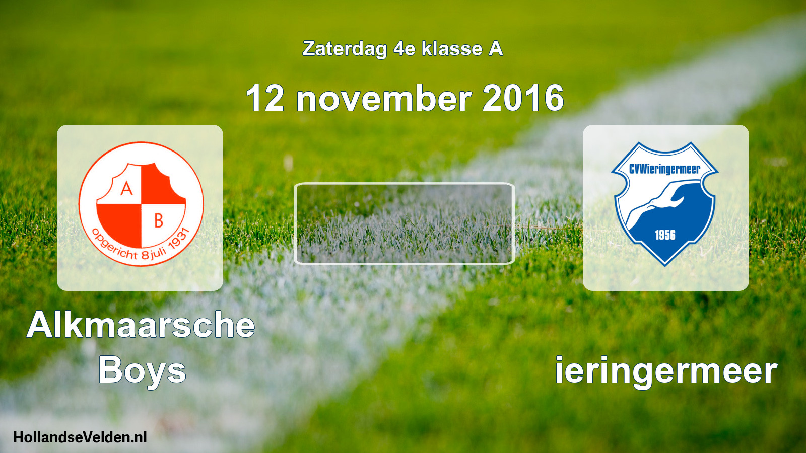 Scheduled Match: Alkmaarsche Boys - Wieringermeer (12 November 2016)