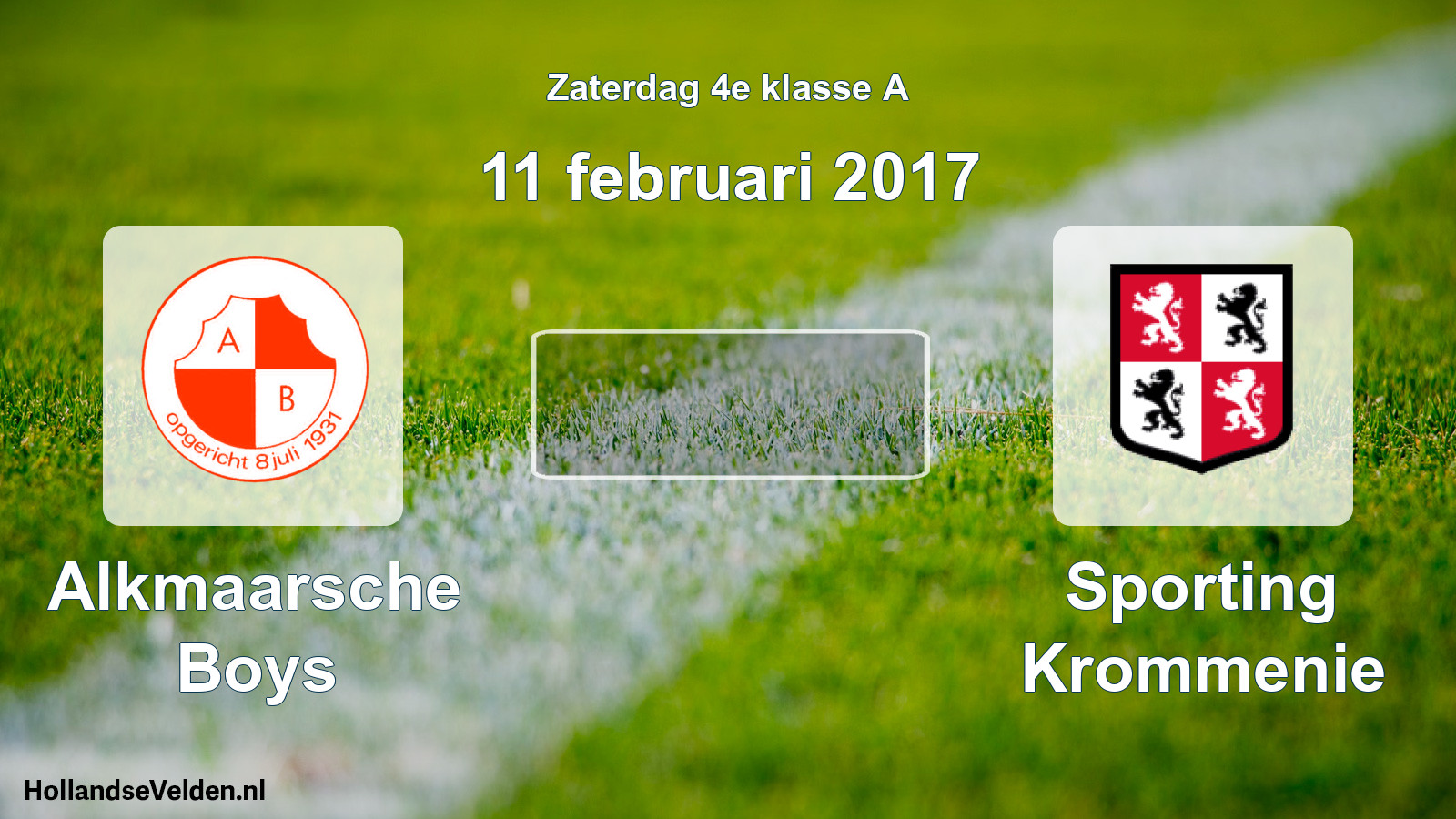 Scheduled Match: Alkmaarsche Boys - Sporting Krommenie (11 February 2017)