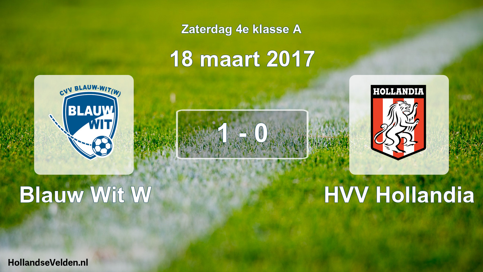 Total number of matches played: Blauw Wit W - HVV Hollandia 1 - 0 (18 March 2017)