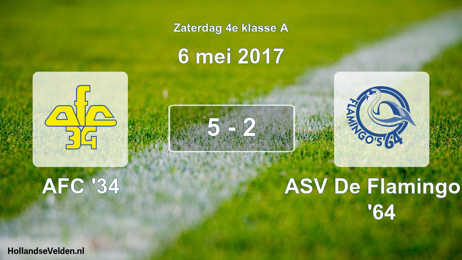 Total number of matches played: AFC '34 - ASV De Flamingo's '64 5 - 2 (6 May 2017)