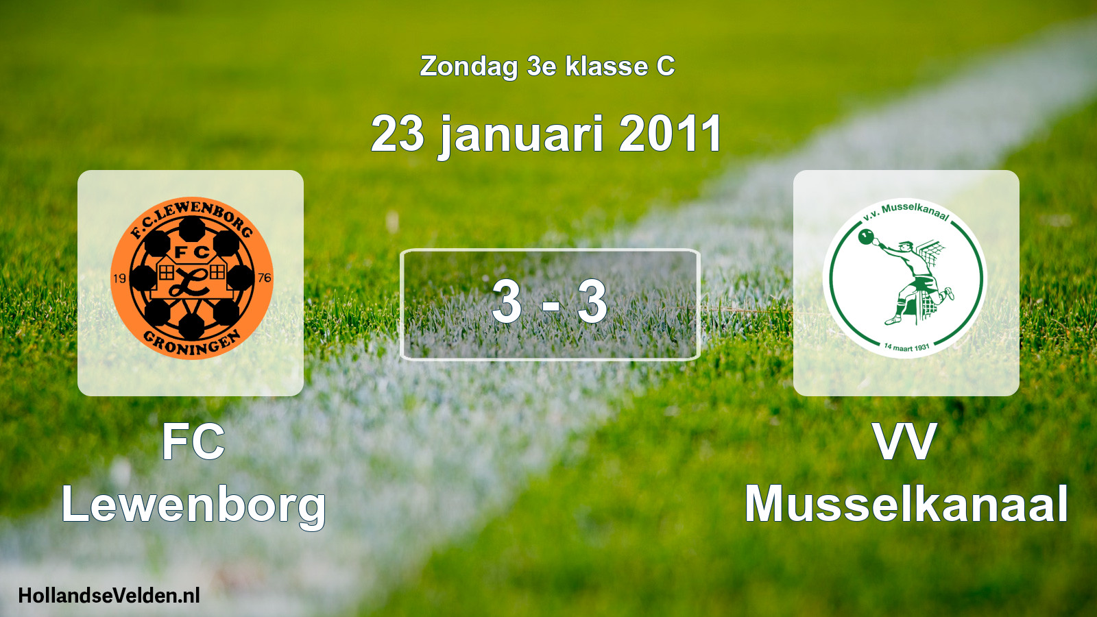 Total number of matches played: FC Lewenborg - VV Musselkanaal 3 - 3 (23 January 2011)