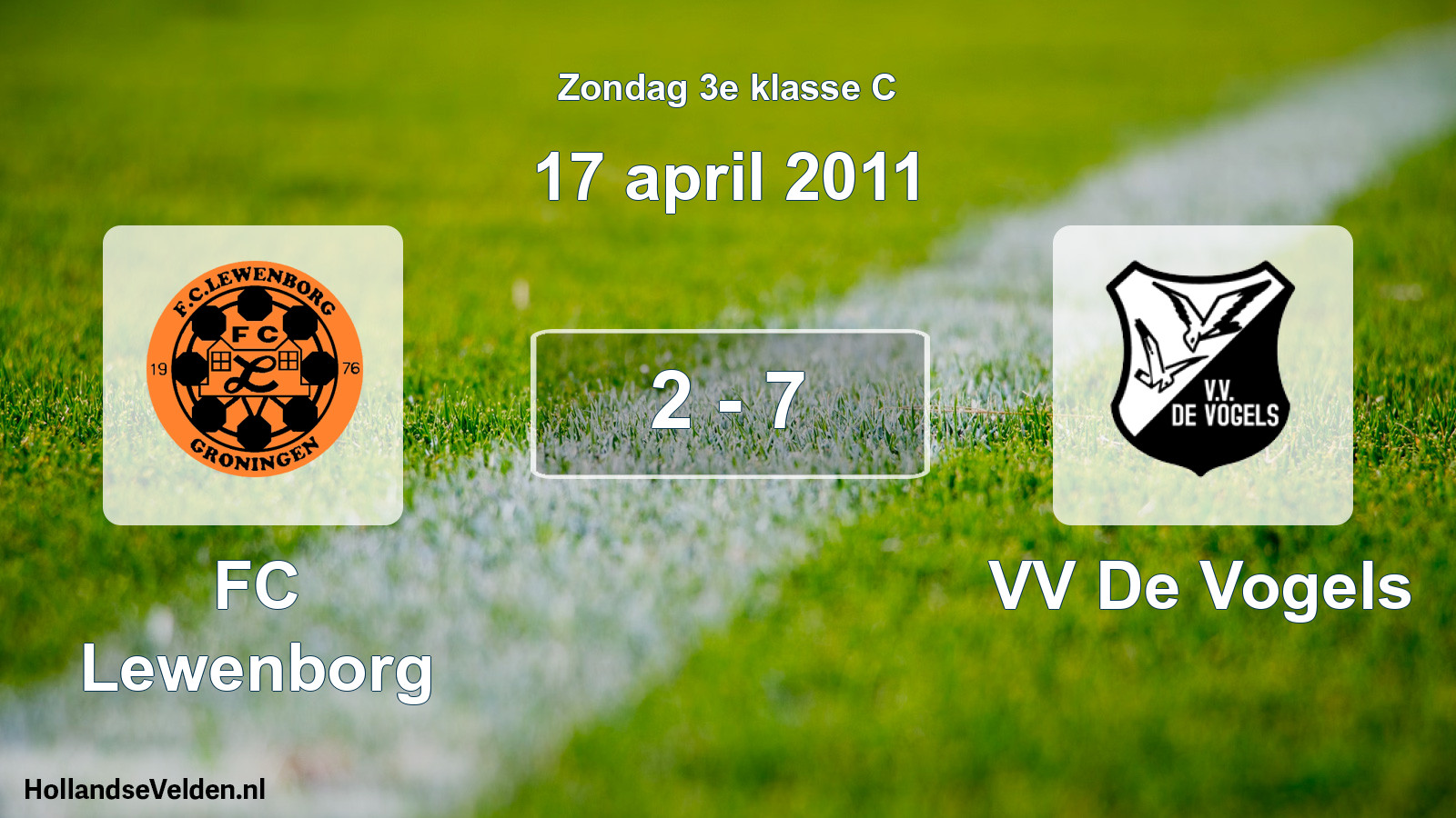 Total number of matches played: FC Lewenborg - VV De Vogels 2 - 7 (17 April 2011)