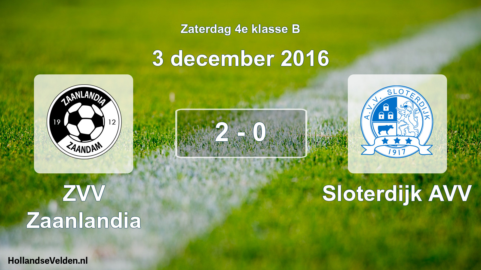 Total number of matches played: ZVV Zaanlandia - Sloterdijk AVV 2 - 0 (3 December 2016)