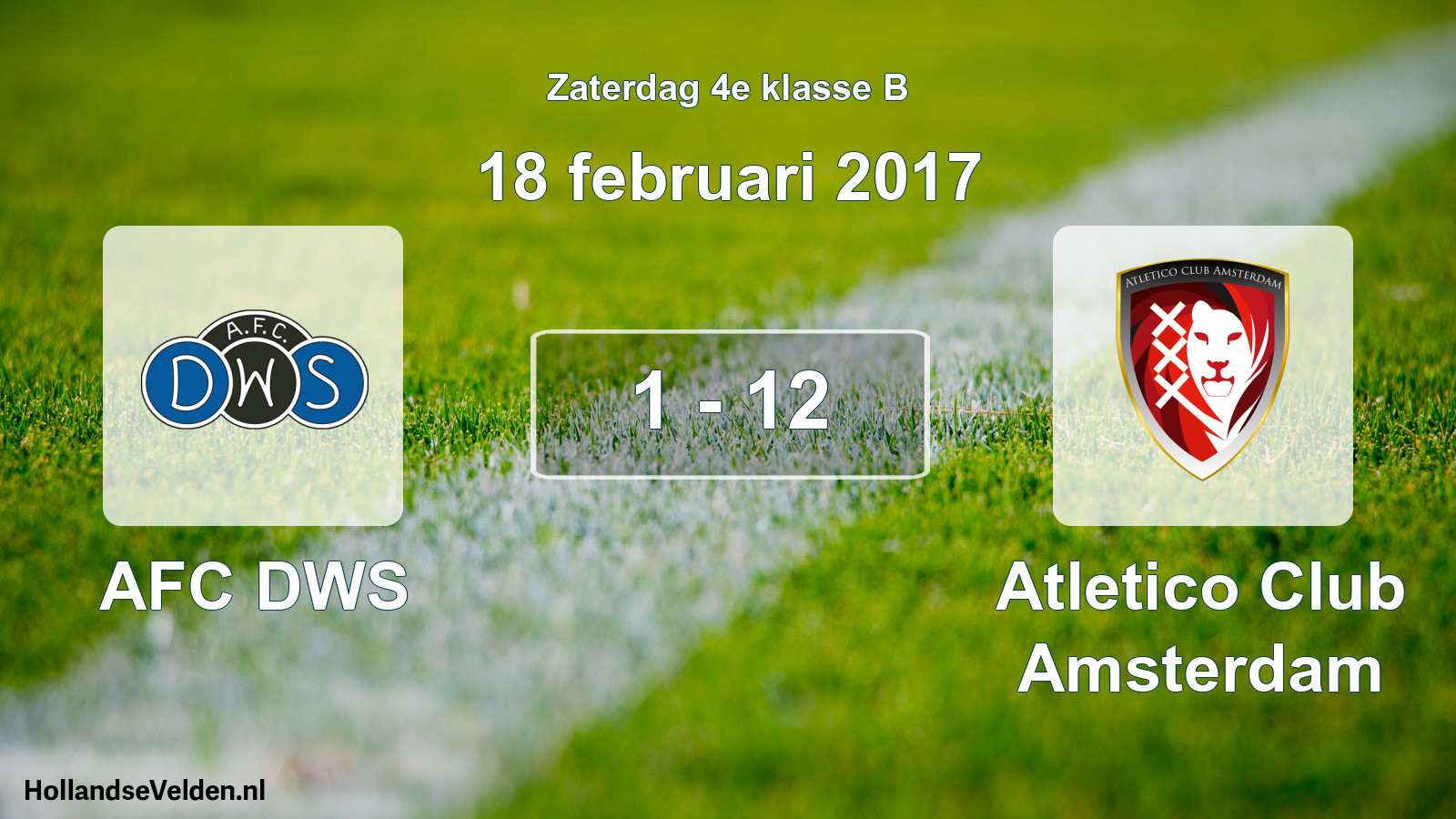 Total number of matches played: AFC DWS - Atletico Club Amsterdam 1 - 12 (18 February 2017)