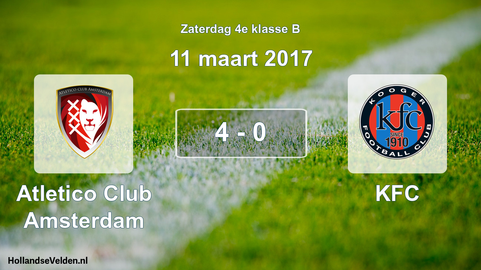 Total number of matches played: Atletico Club Amsterdam - KFC 4 - 0 (11 March 2017)