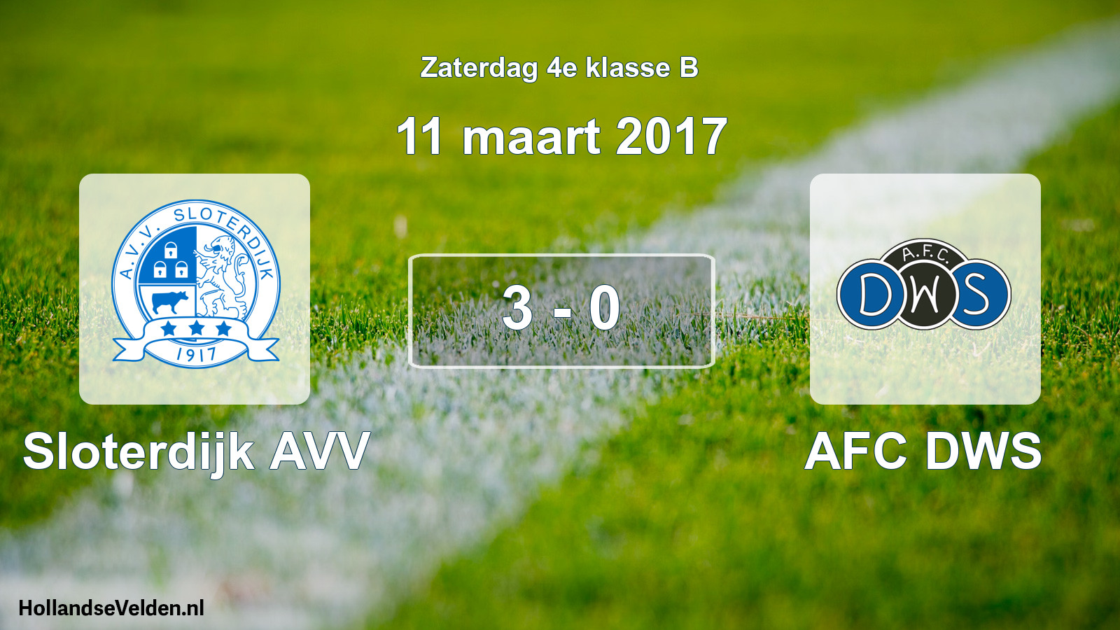Total number of matches played: Sloterdijk AVV - AFC DWS 3 - 0 (11 March 2017)