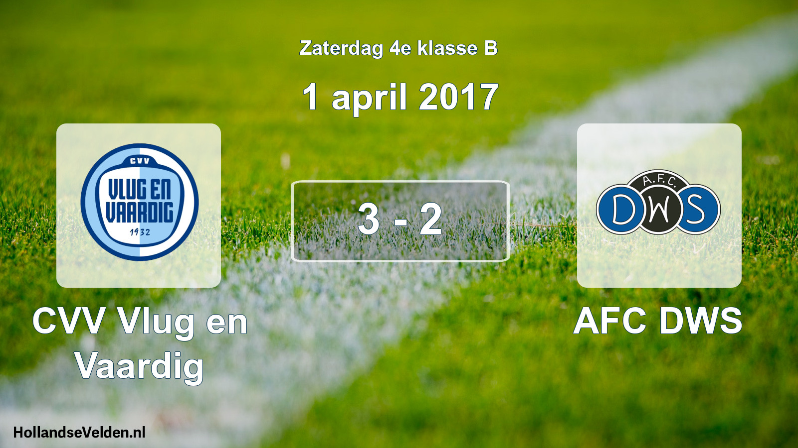 Total number of matches played: CVV Vlug en Vaardig - AFC DWS 3 - 2 (1 April 2017)