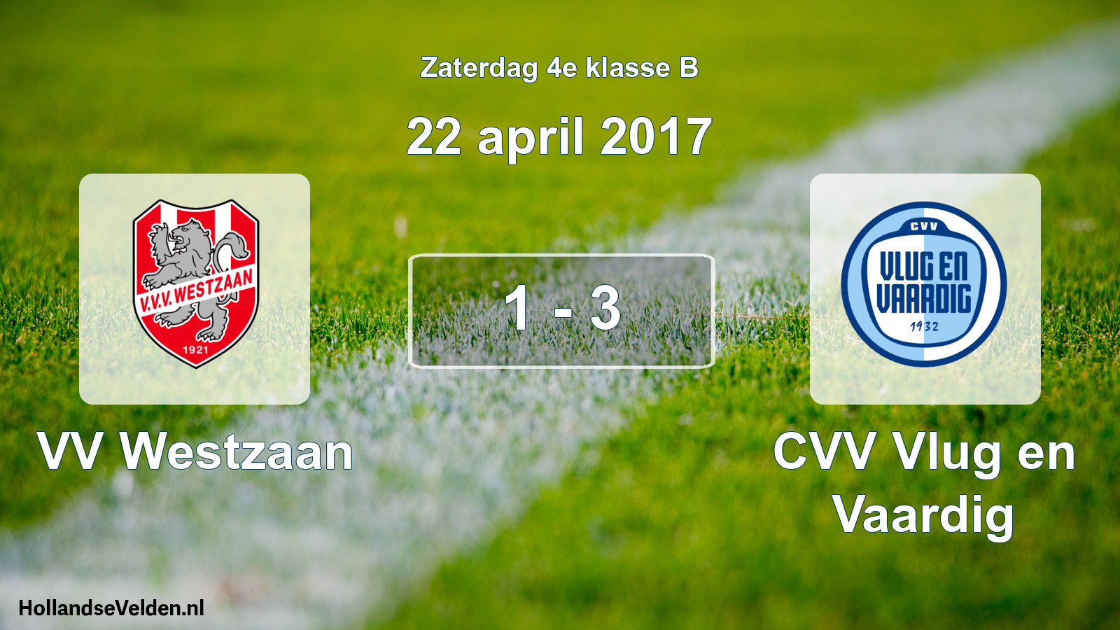 Total number of matches played: VV Westzaan - CVV Vlug en Vaardig 1 - 3 (22 April 2017)
