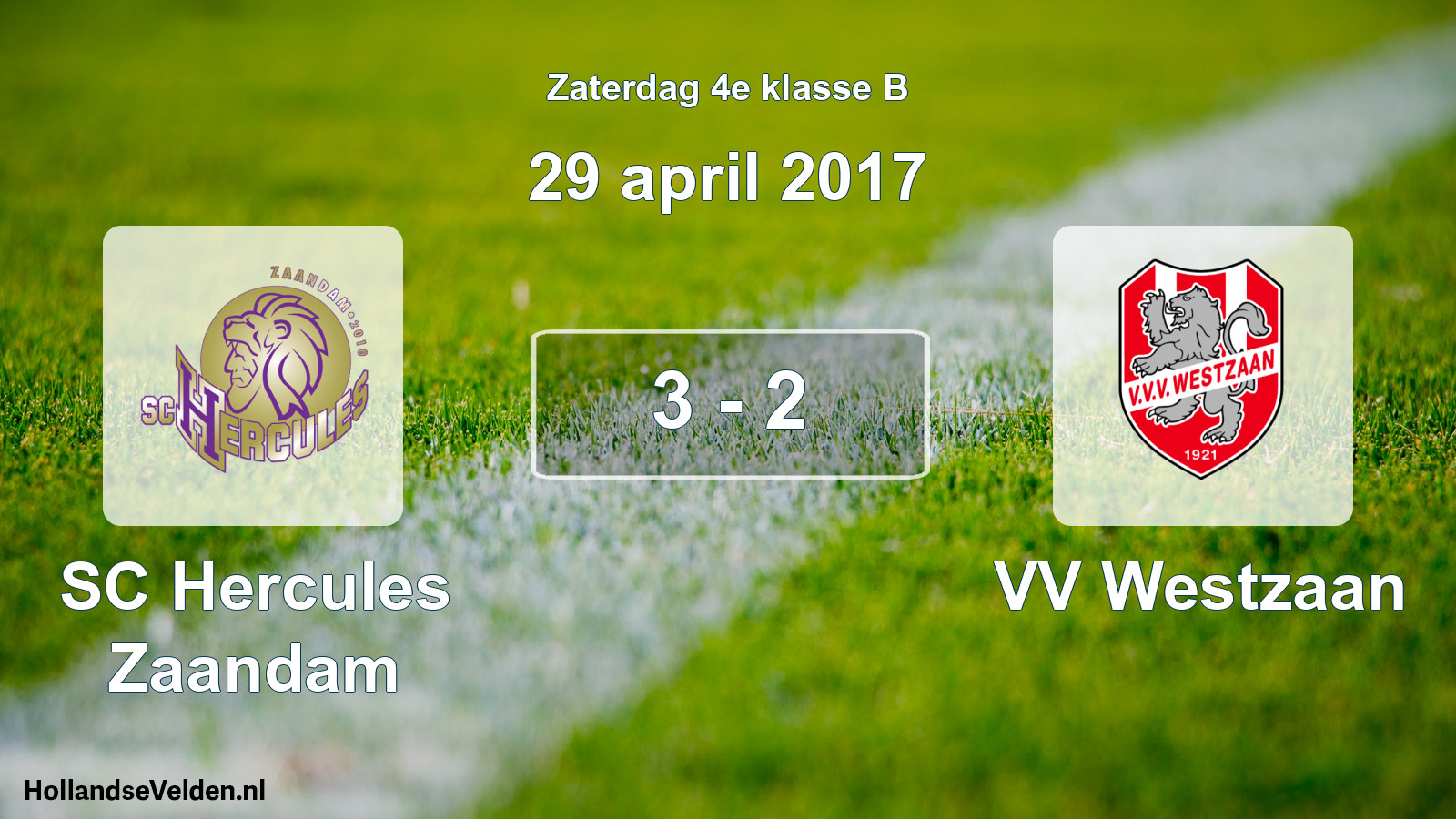 Total number of matches played: SC Hercules Zaandam - VV Westzaan 3 - 2 (29 April 2017)