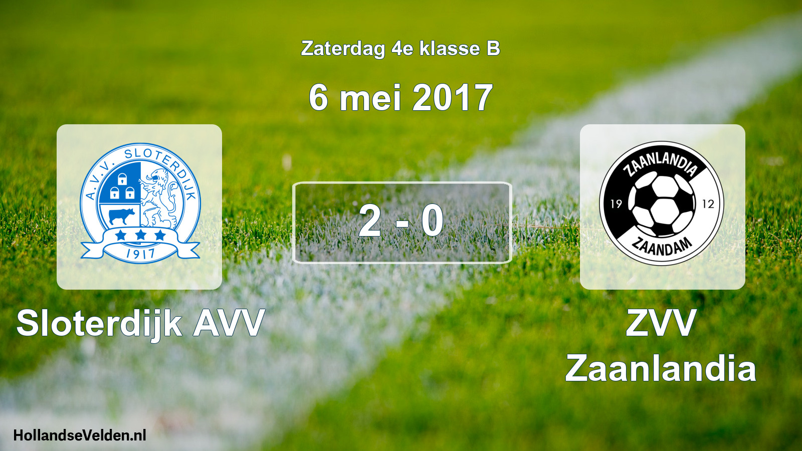 Total number of matches played: Sloterdijk AVV - ZVV Zaanlandia 2 - 0 (6 May 2017)