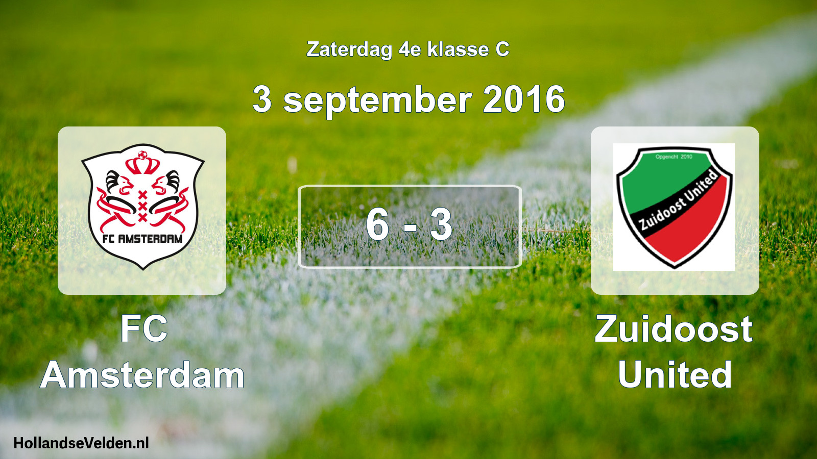 Total number of matches played: FC Amsterdam - Zuidoost United 6 - 3 (3 September 2016)