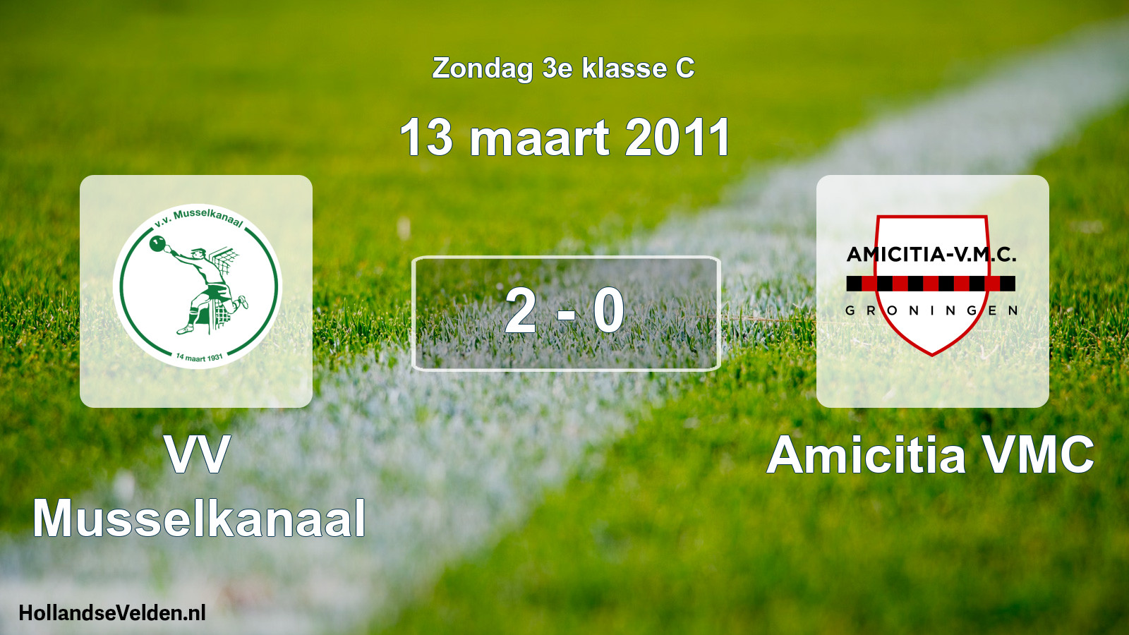 Total number of matches played: VV Musselkanaal - Amicitia VMC 2 - 0 (13 March 2011)