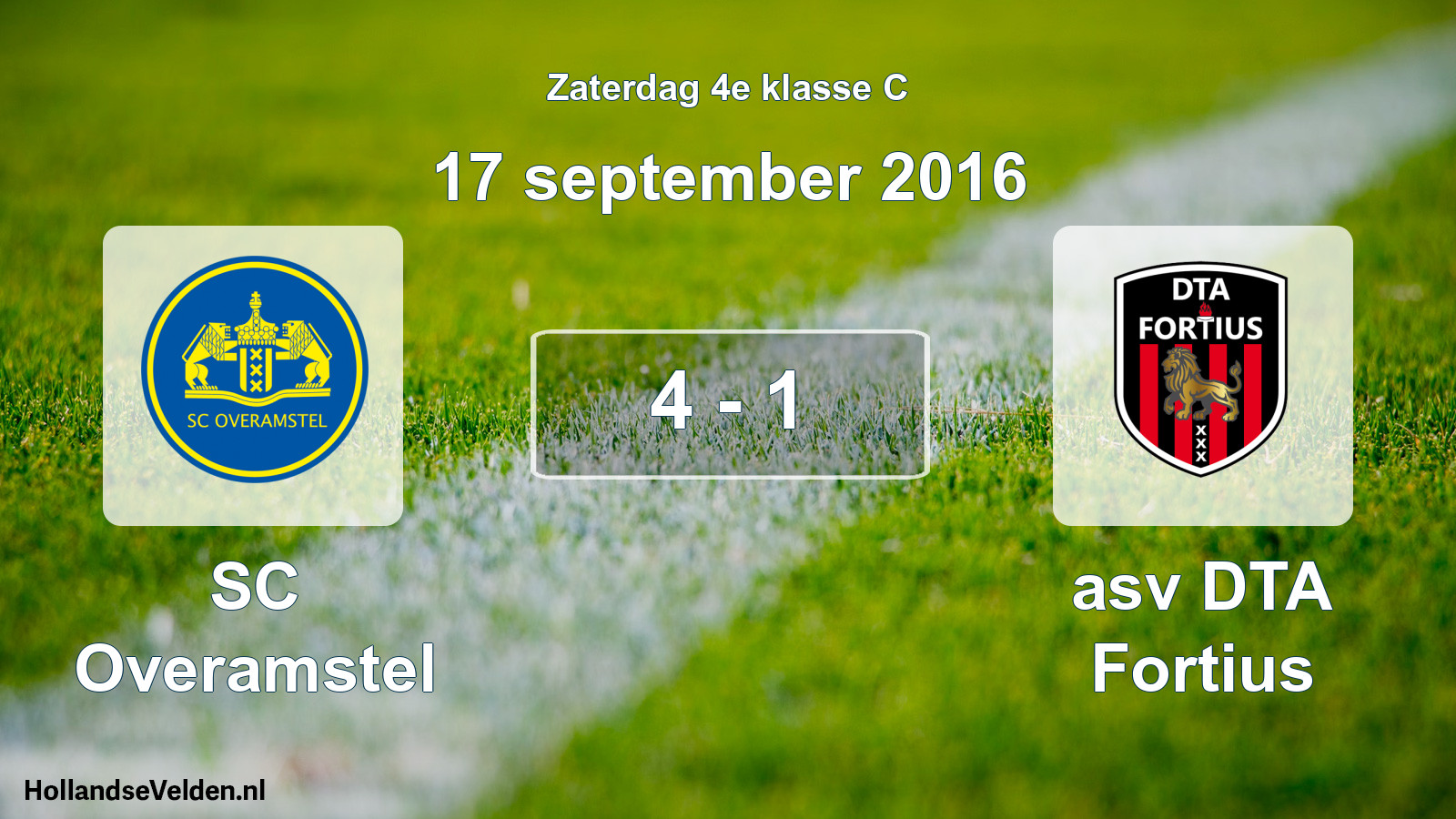 Total number of matches played: SC Overamstel - asv DTA Fortius 4 - 1 (17 September 2016)