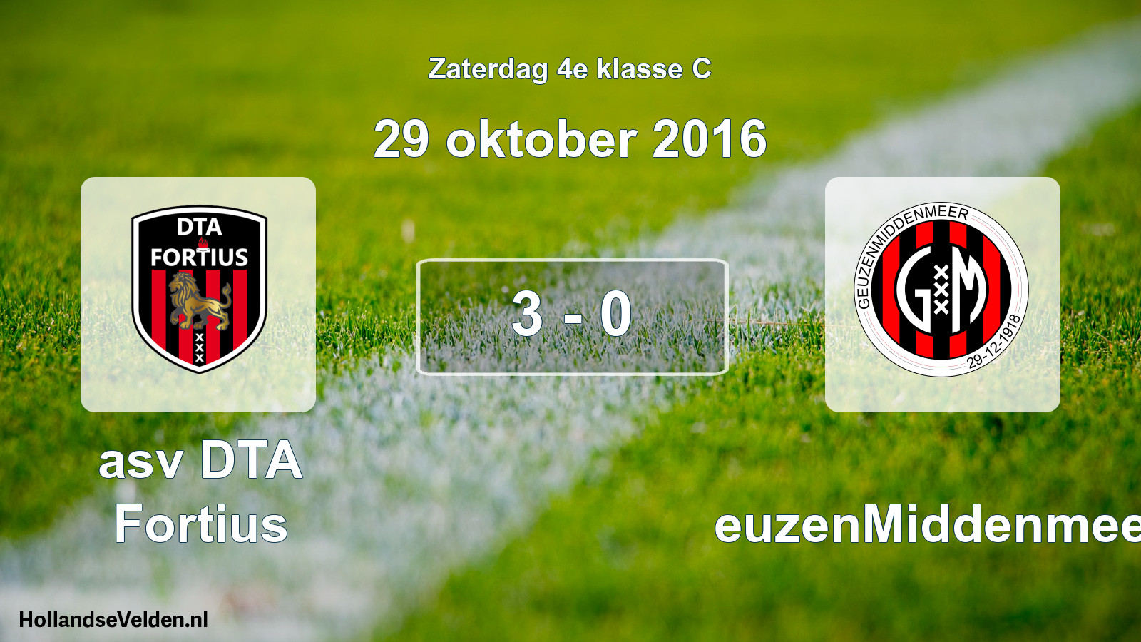 Total number of matches played: asv DTA Fortius - GeuzenMiddenmeer 3 - 0 (29 October 2016)