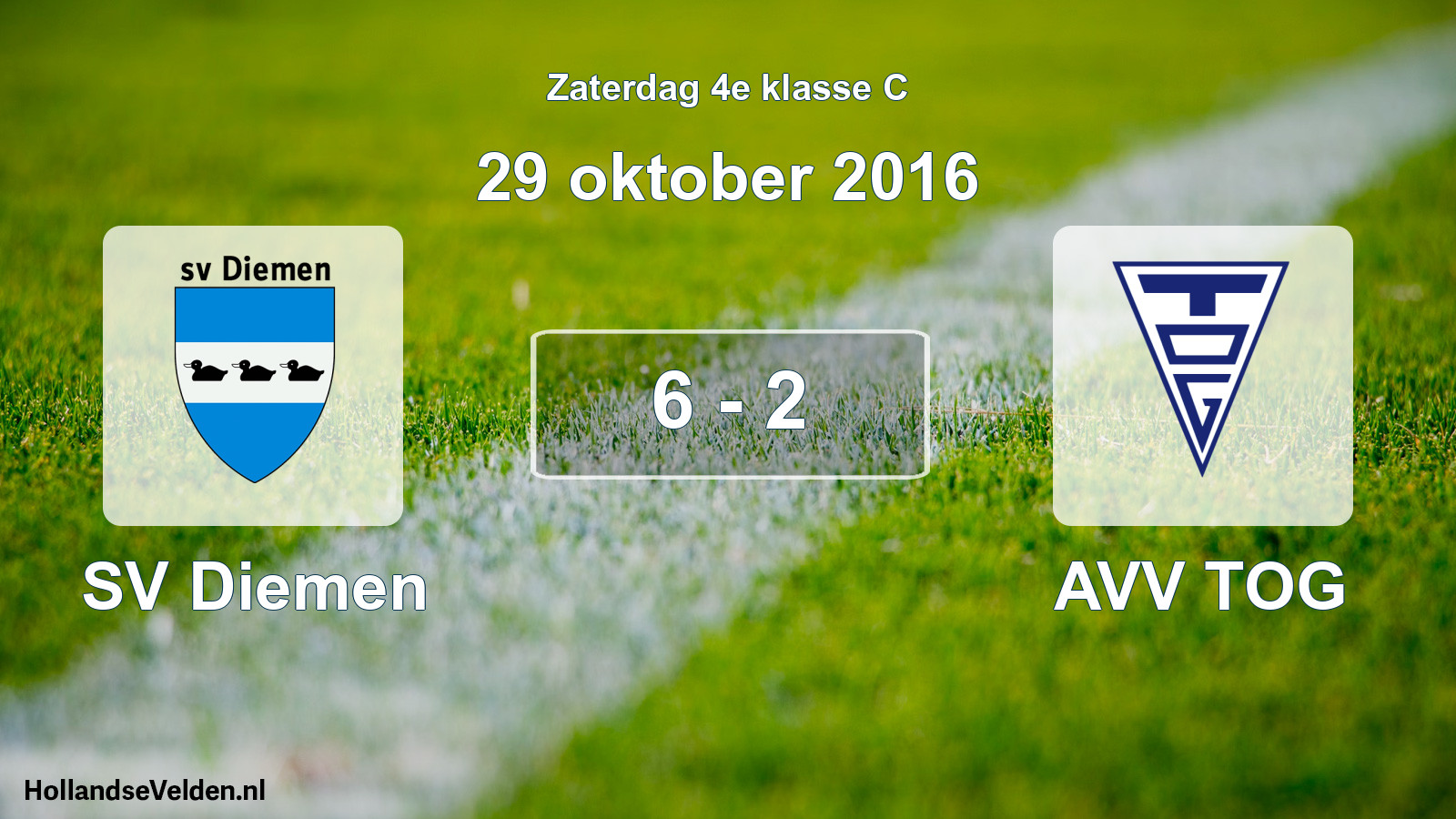 Total number of matches played: SV Diemen - AVV TOG 6 - 2 (29 October 2016)