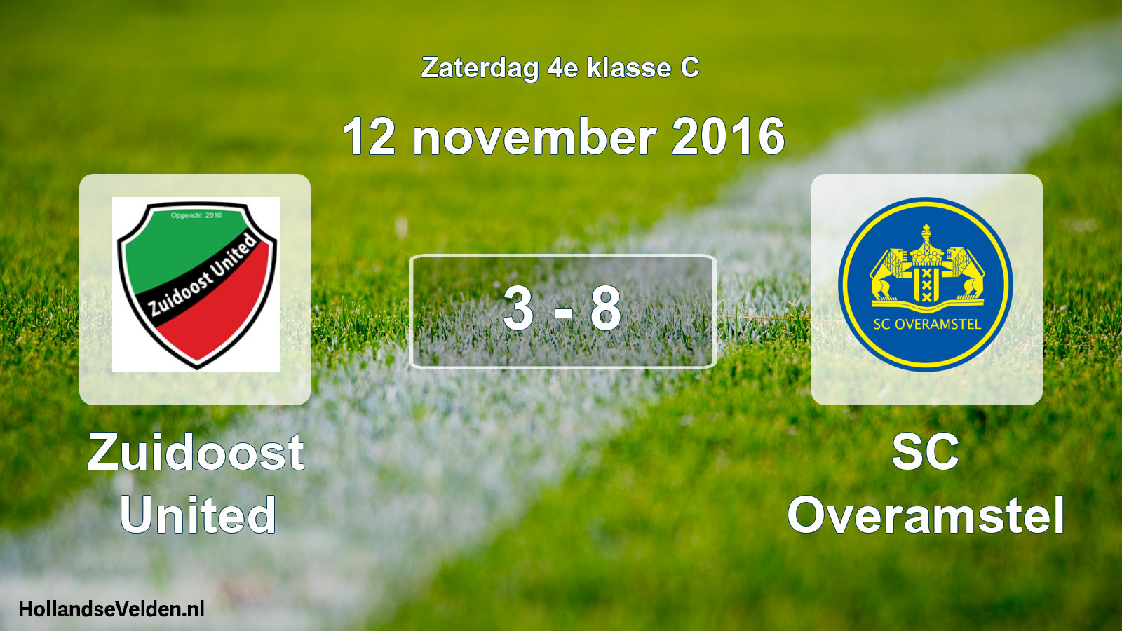 Total number of matches played: Zuidoost United - SC Overamstel 3 - 8 (12 November 2016)