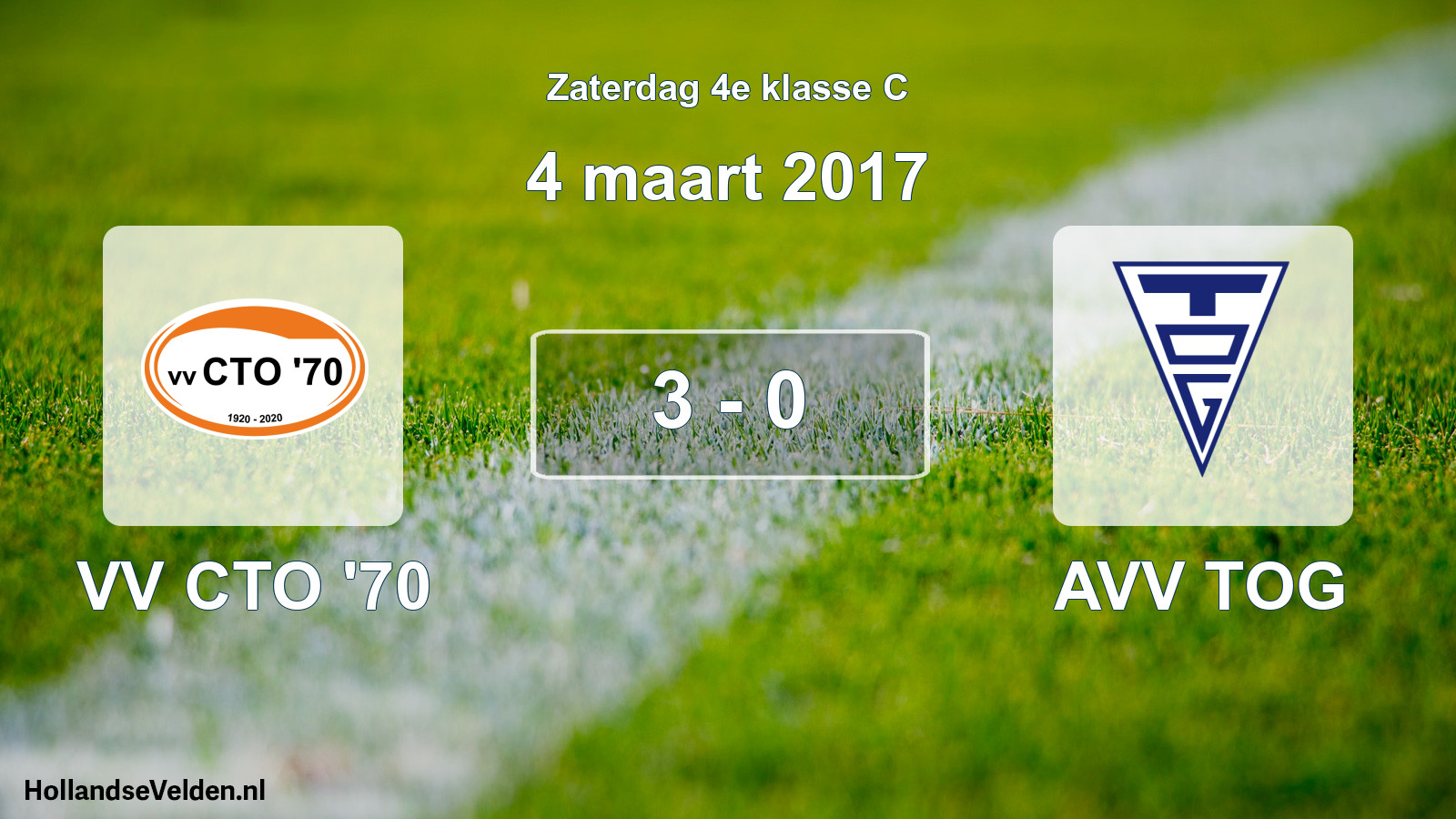 Total number of matches played: VV CTO '70 - AVV TOG 3 - 0 (4 March 2017)