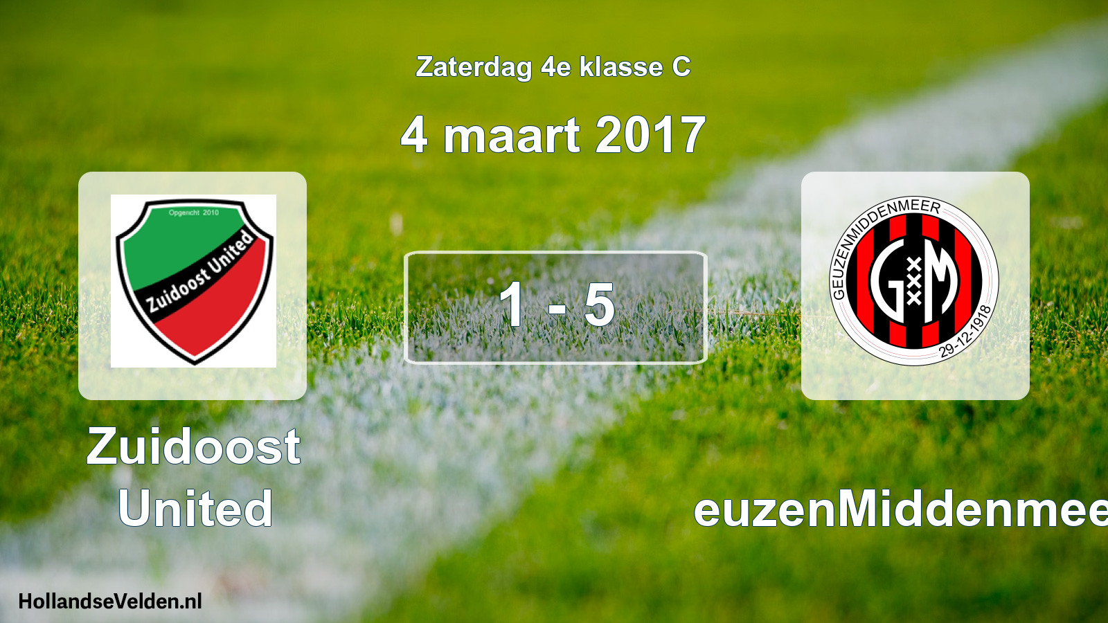 Total number of matches played: Zuidoost United - GeuzenMiddenmeer 1 - 5 (4 March 2017)