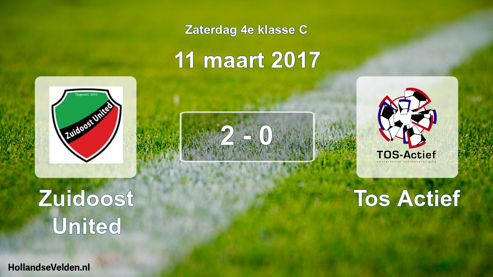 Total number of matches played: Zuidoost United - Tos Actief 2 - 0 (11 March 2017)