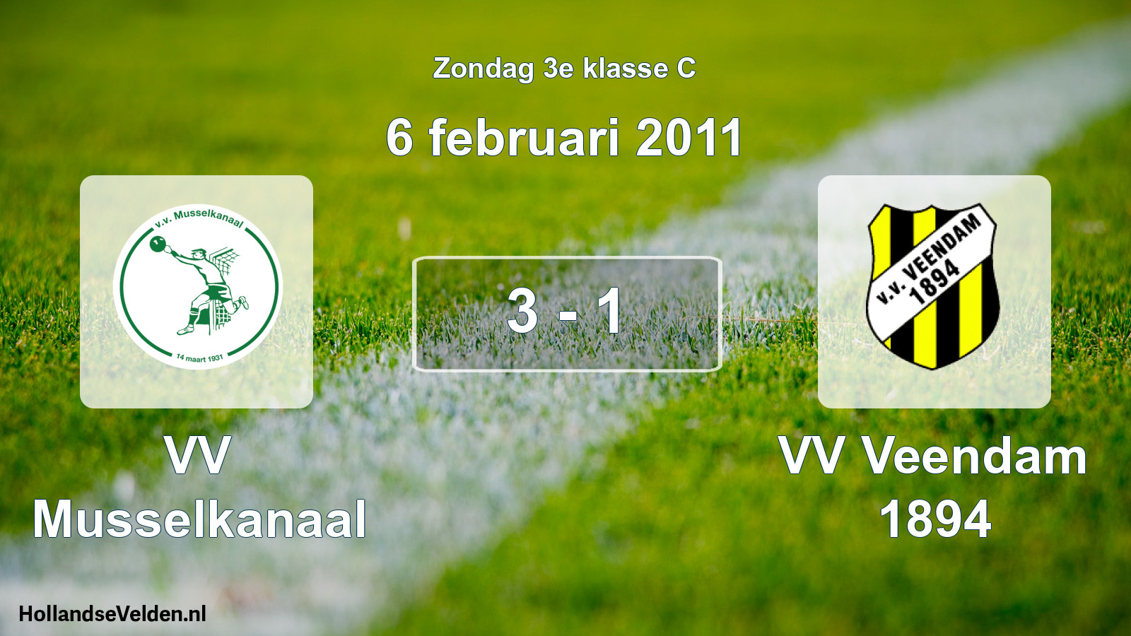 Total number of matches played: VV Musselkanaal - VV Veendam 1894 3 - 1 (6 February 2011)