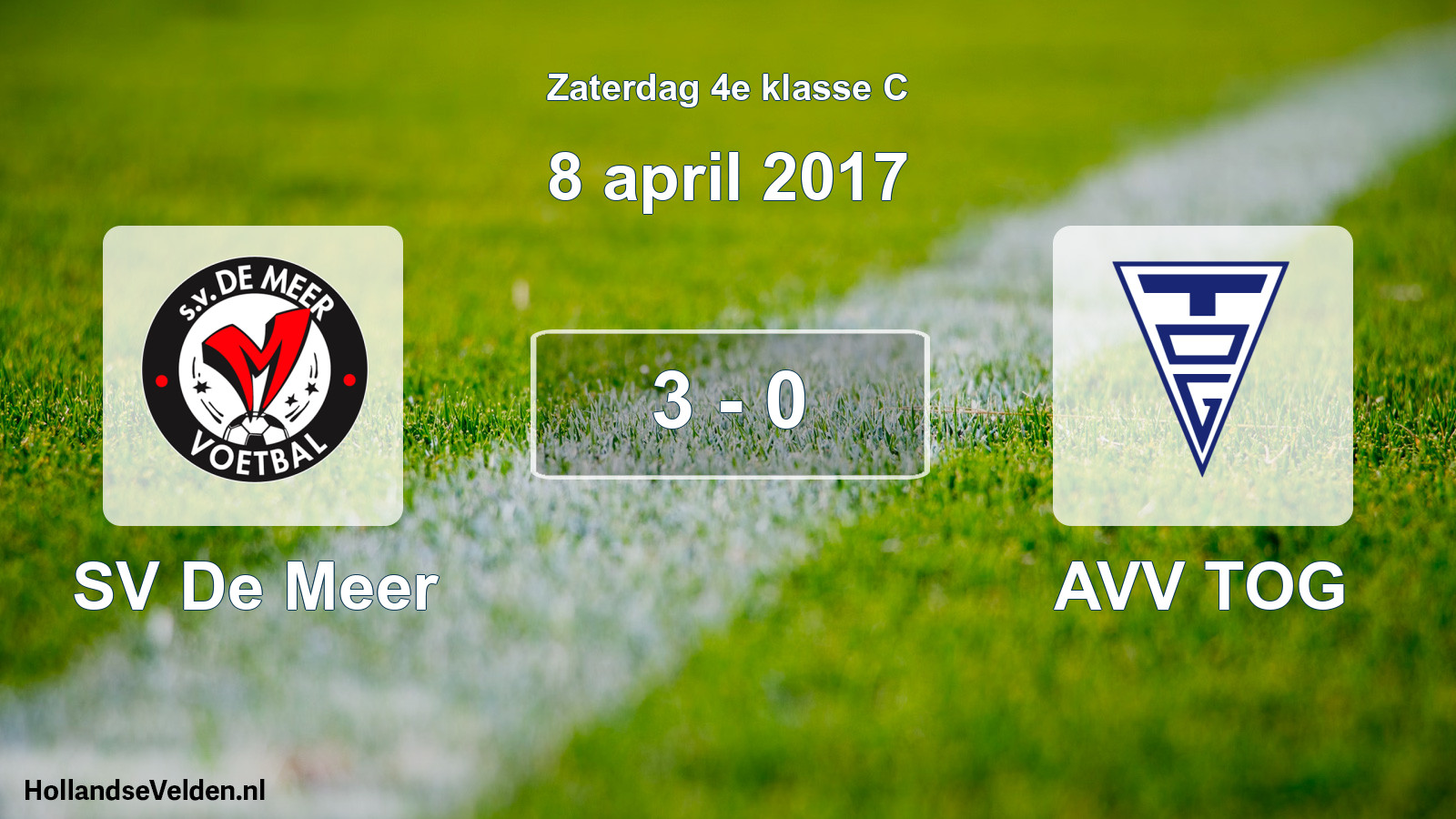Total number of matches played: SV De Meer - AVV TOG 3 - 0 (8 April 2017)