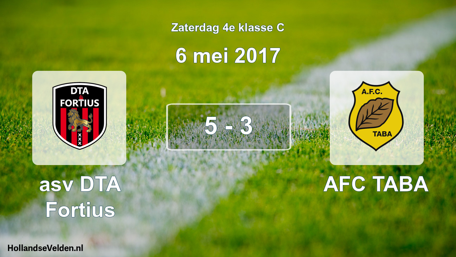 Total number of matches played: asv DTA Fortius - AFC TABA 5 - 3 (6 May 2017)