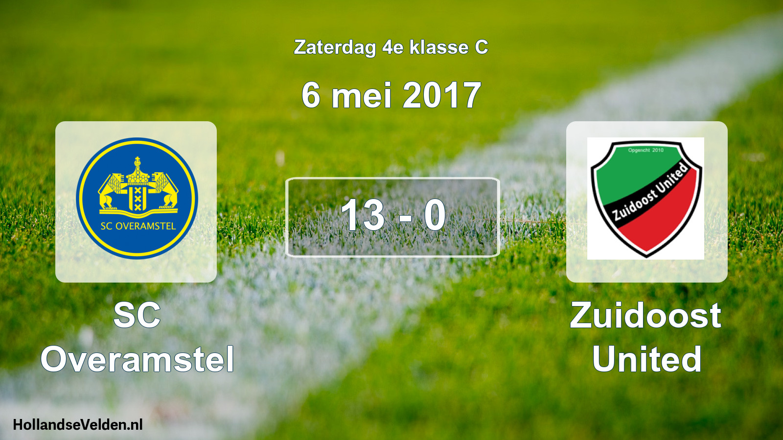 Total number of matches played: SC Overamstel - Zuidoost United 13 - 0 (6 May 2017)