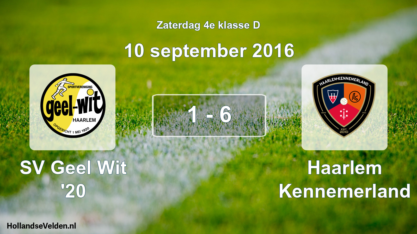 Total number of matches played: SV Geel Wit '20 - Haarlem Kennemerland 1 - 6 (10 September 2016)