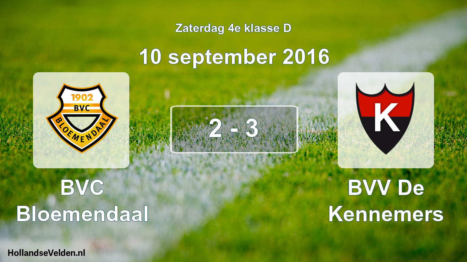 Total number of matches played: BVC Bloemendaal - BVV De Kennemers 2 - 3 (10 September 2016)