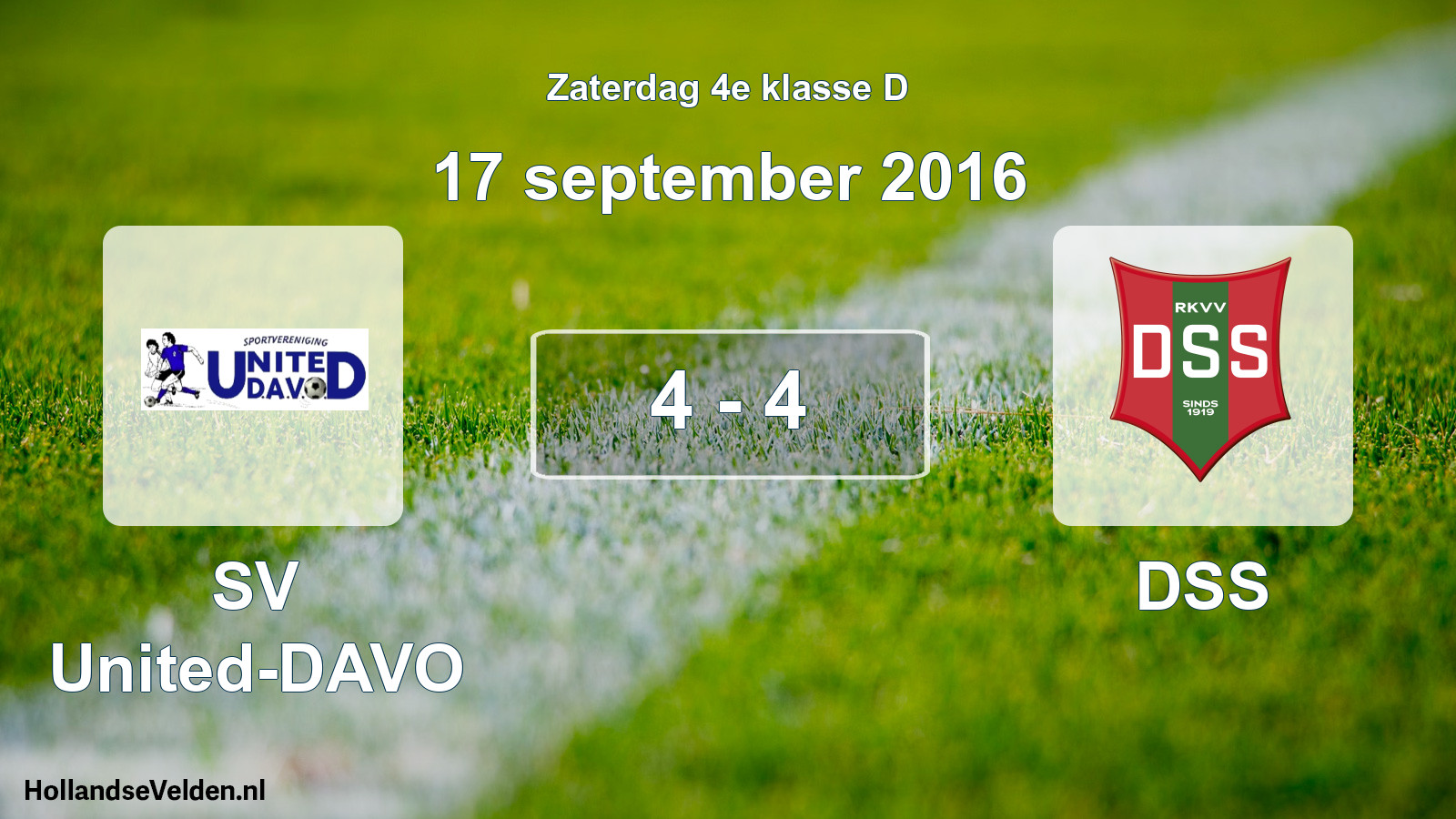 Total number of matches played: SV United-DAVO - DSS 4 - 4 (17 September 2016)