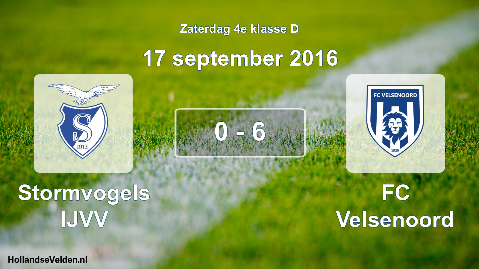 Total number of matches played: Stormvogels IJVV - FC Velsenoord 0 - 6 (17 September 2016)