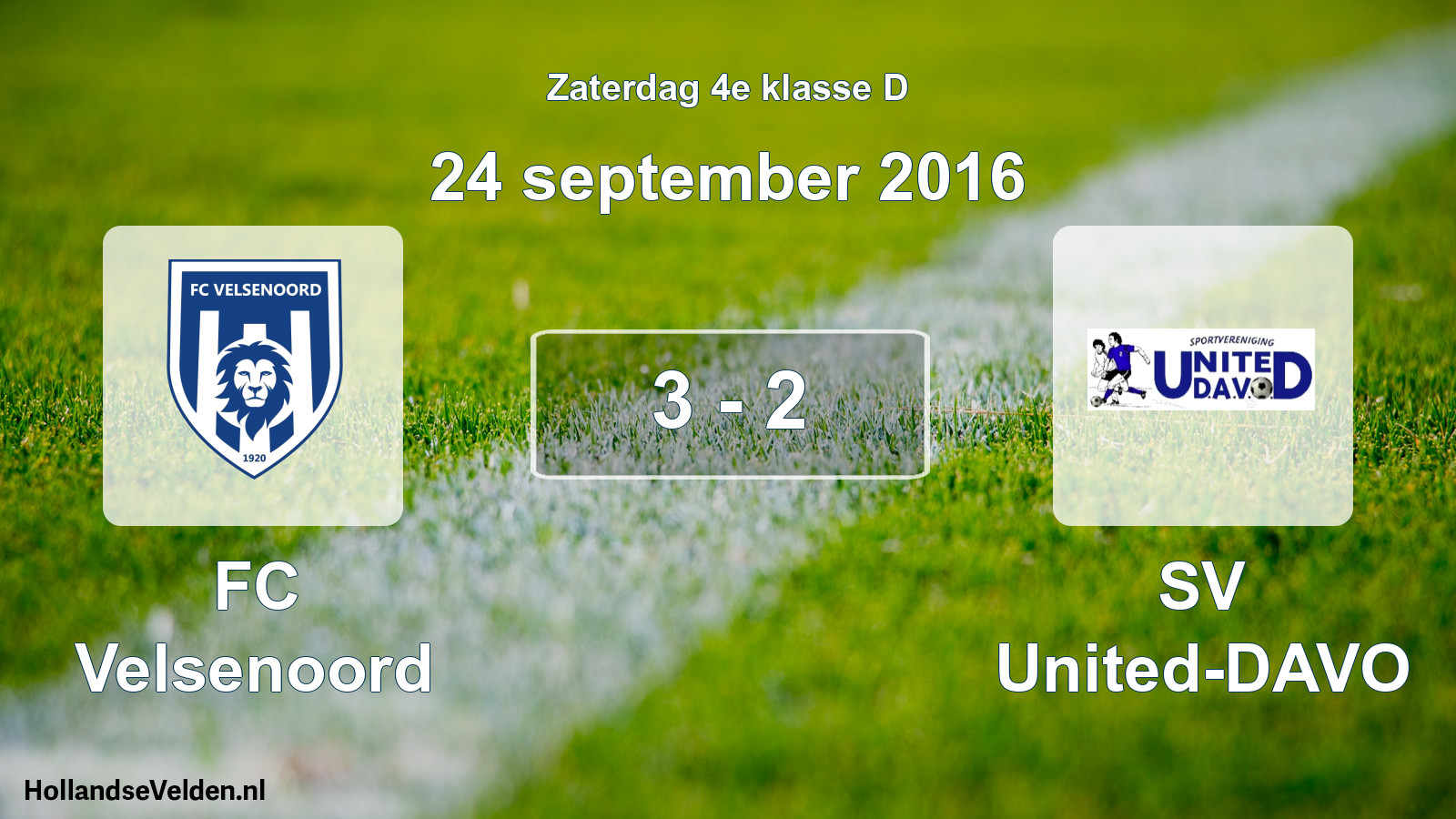 Total number of matches played: FC Velsenoord - SV United-DAVO 3 - 2 (24 September 2016)
