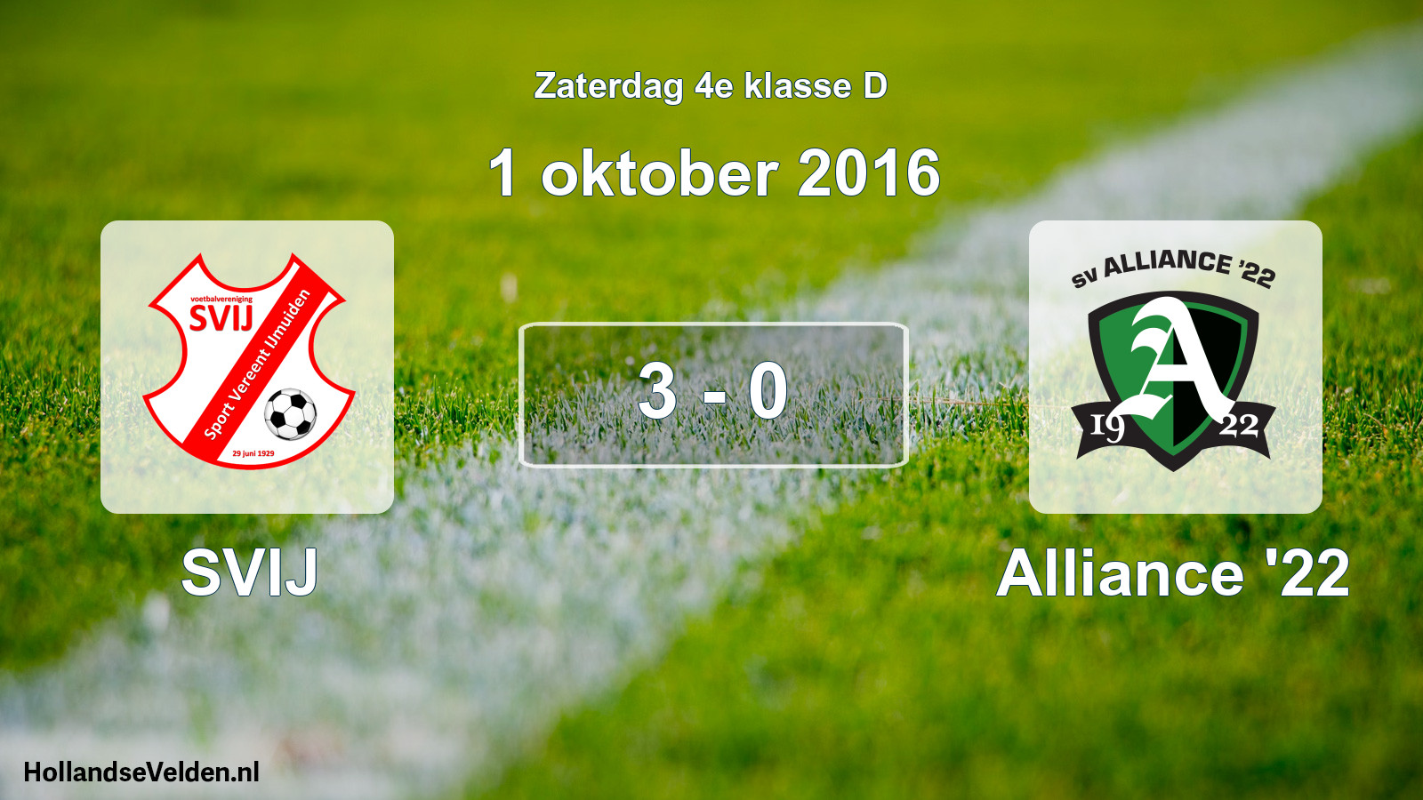 Total number of matches played: SVIJ - Alliance '22 3 - 0 (1 October 2016)