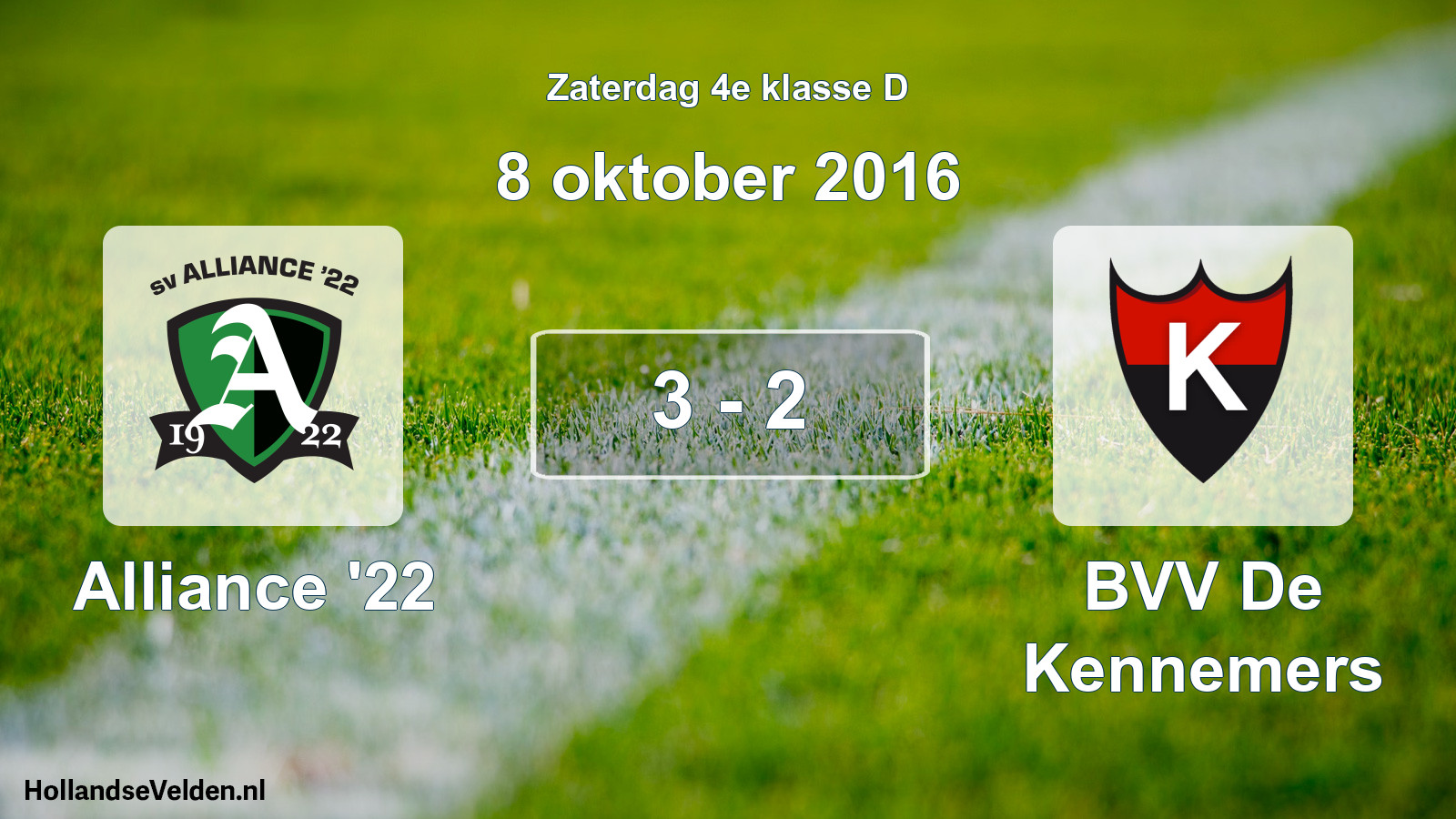Total number of matches played: Alliance '22 - BVV De Kennemers 3 - 2 (8 October 2016)