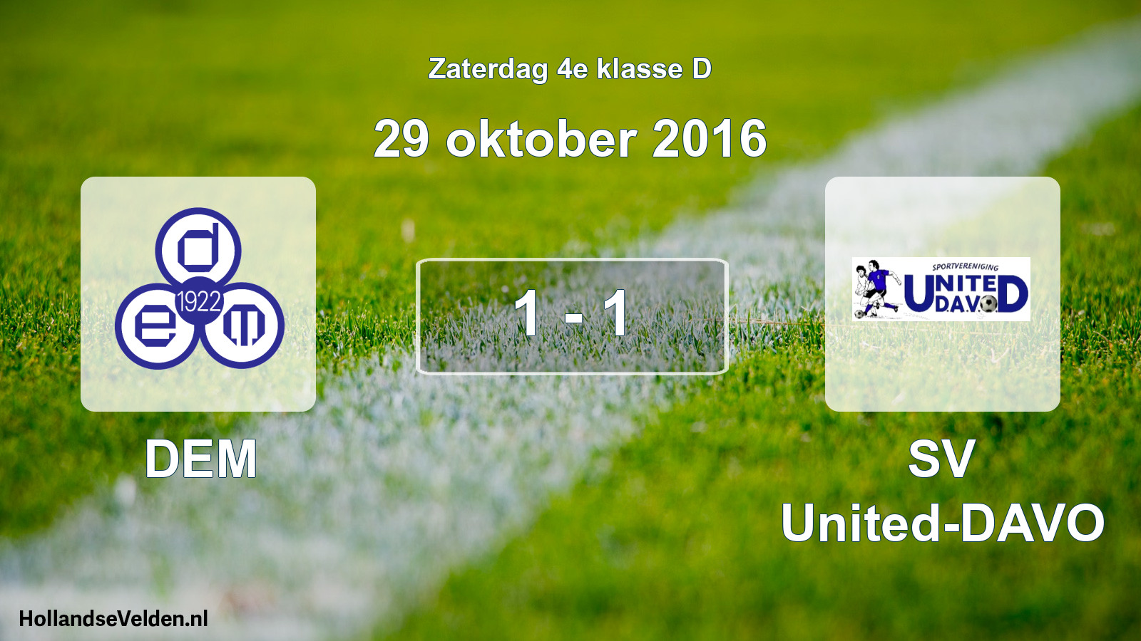 Total number of matches played: DEM - SV United-DAVO 1 - 1 (29 October 2016)